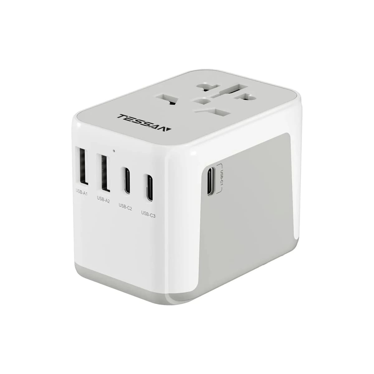 Worldwide Travel Plug Adaptor with 1 AC outlet 5 USB Ports