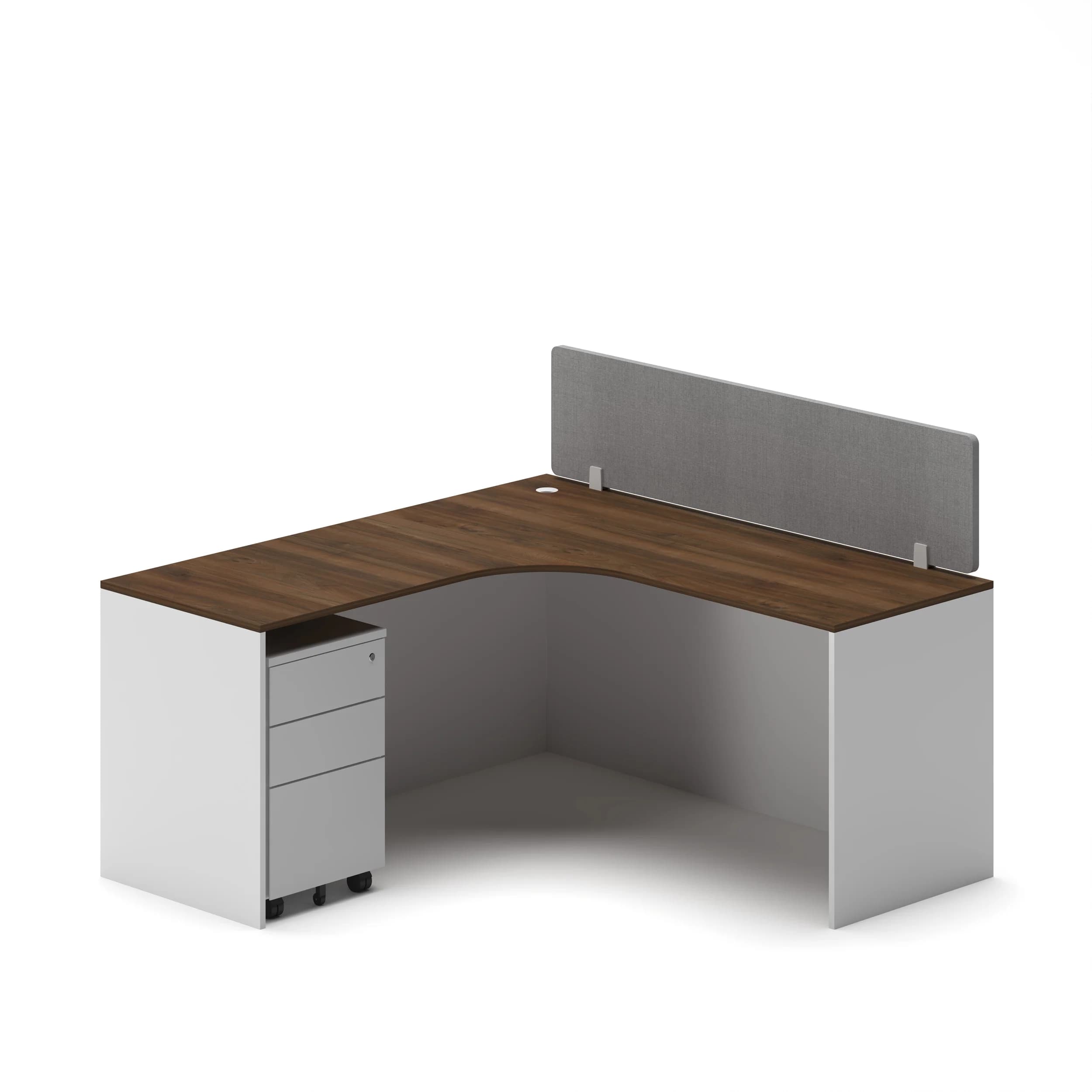 Single Workstation Walnut Top White Base 1