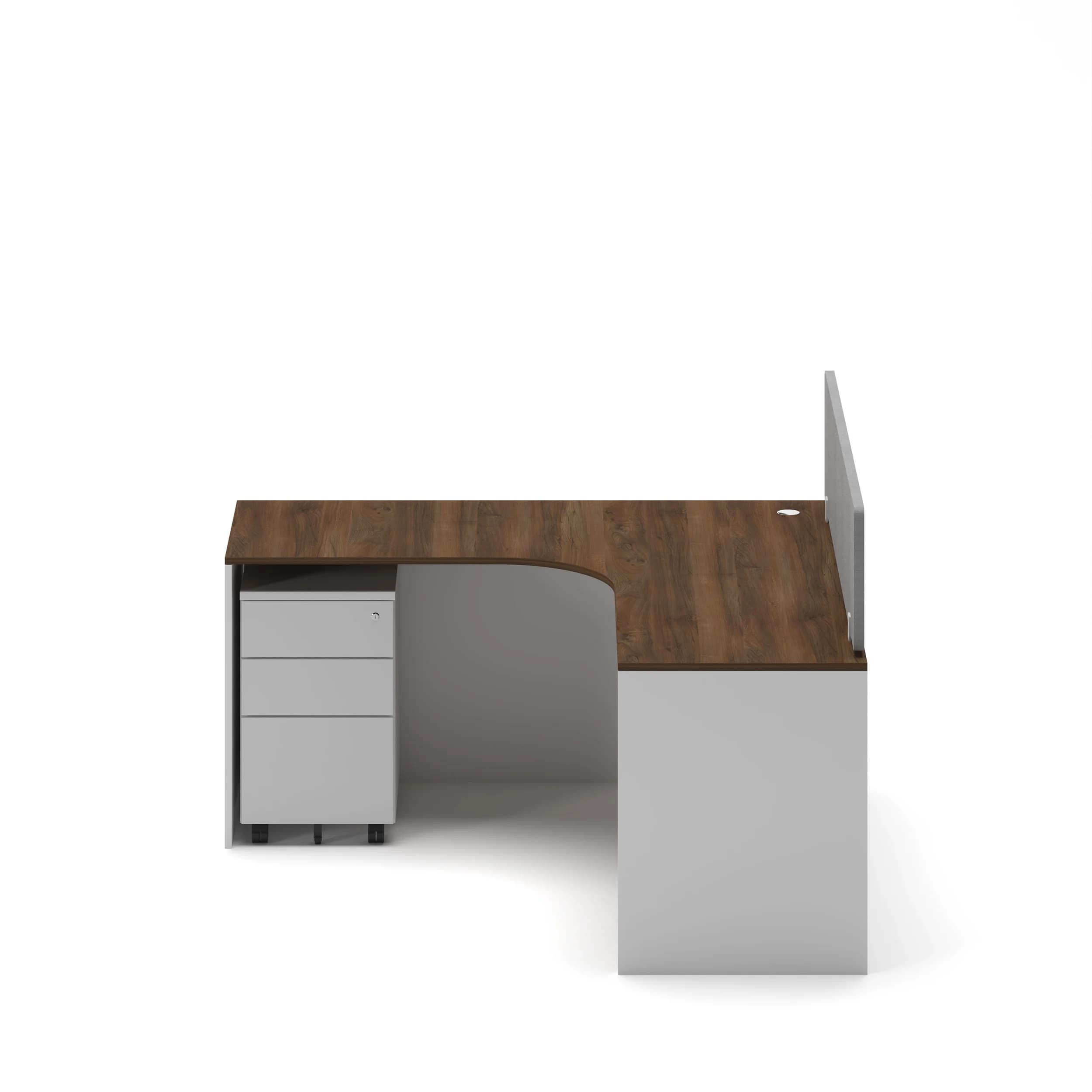 Single Workstation Walnut Top White Base 3