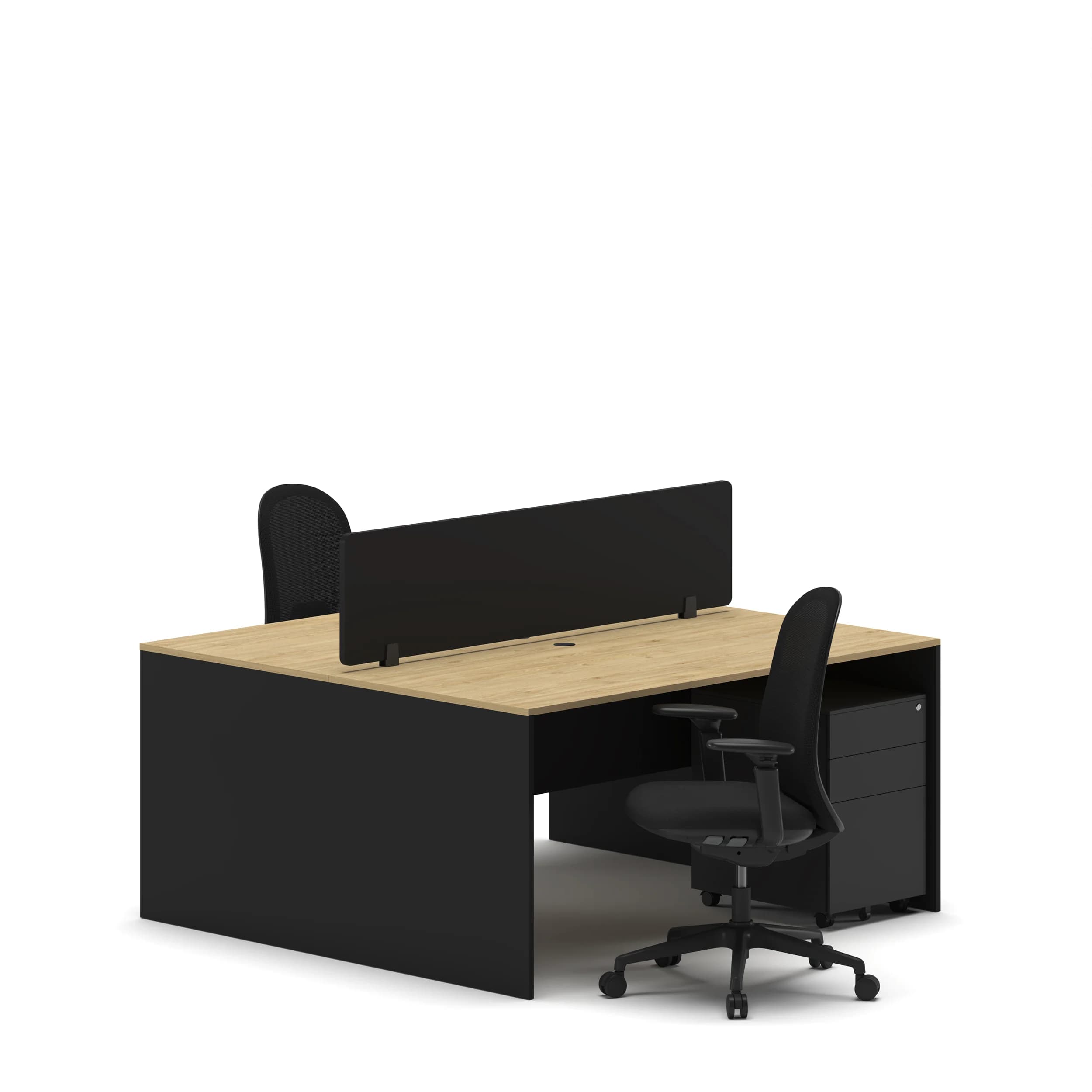 Slate 2 Person F2F Compact Workstation Black Oak2