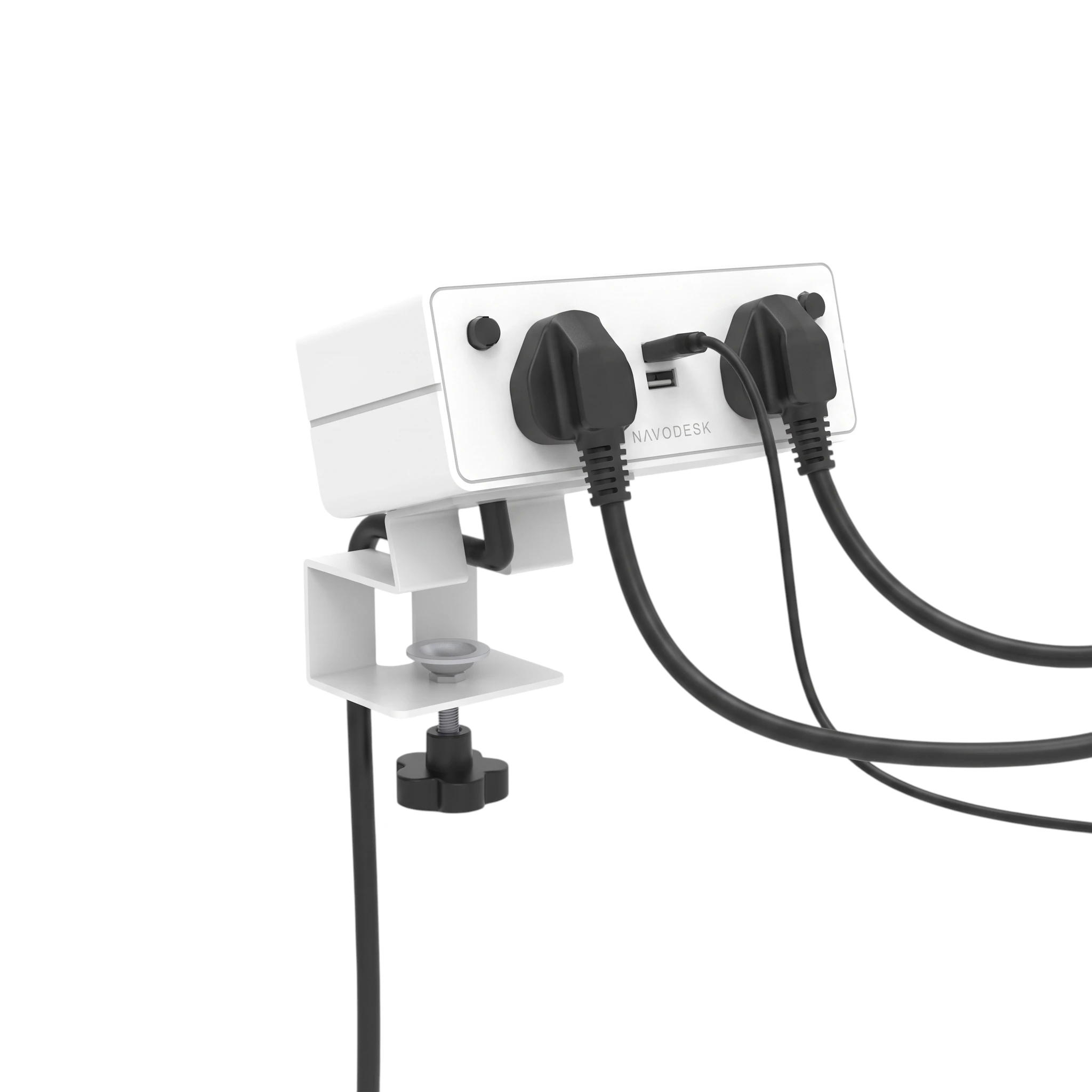 NavoDesk DeskHub DeskClamp PowerStrip White 3