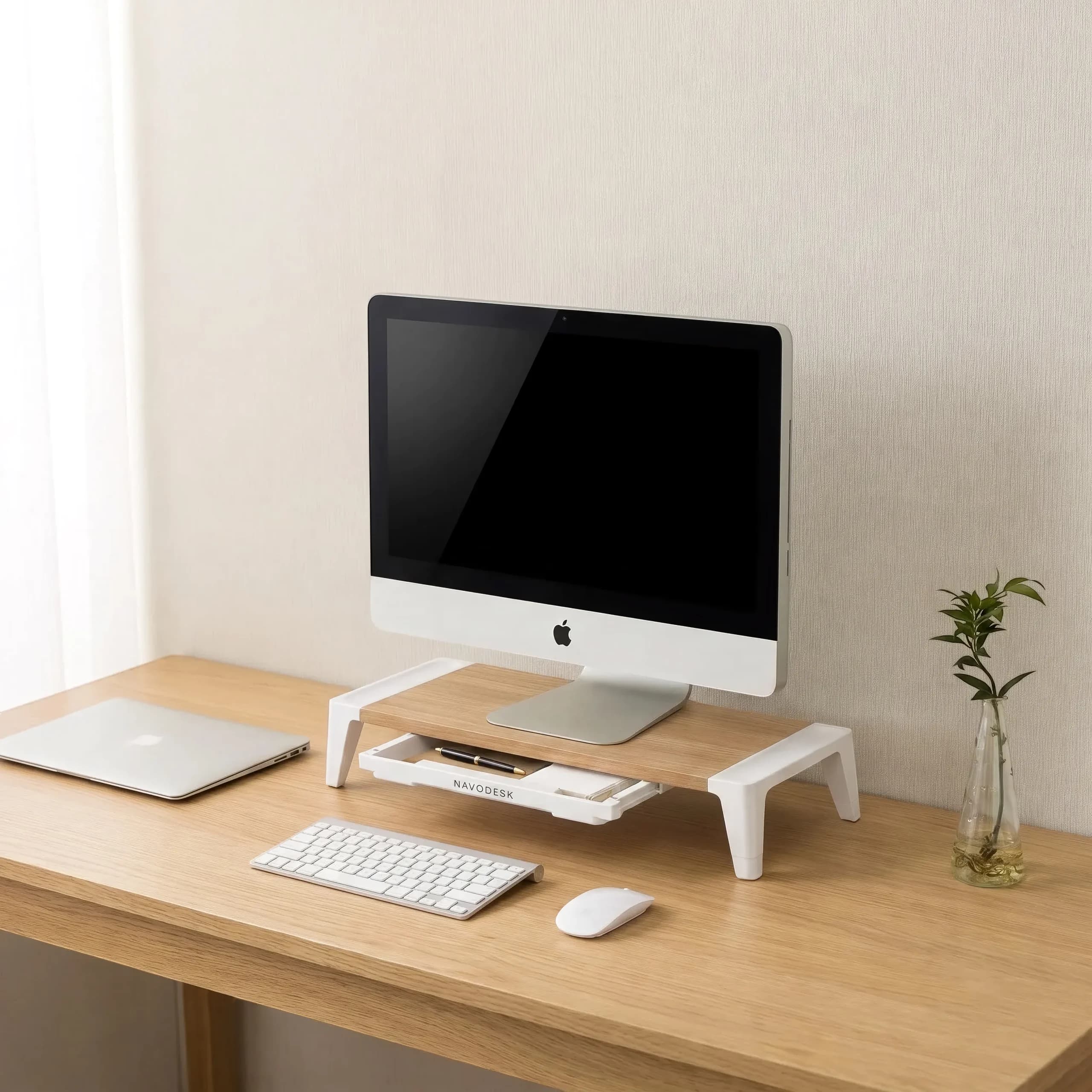 NavoDesk MonitorRiser WithDrawer Lifestyle