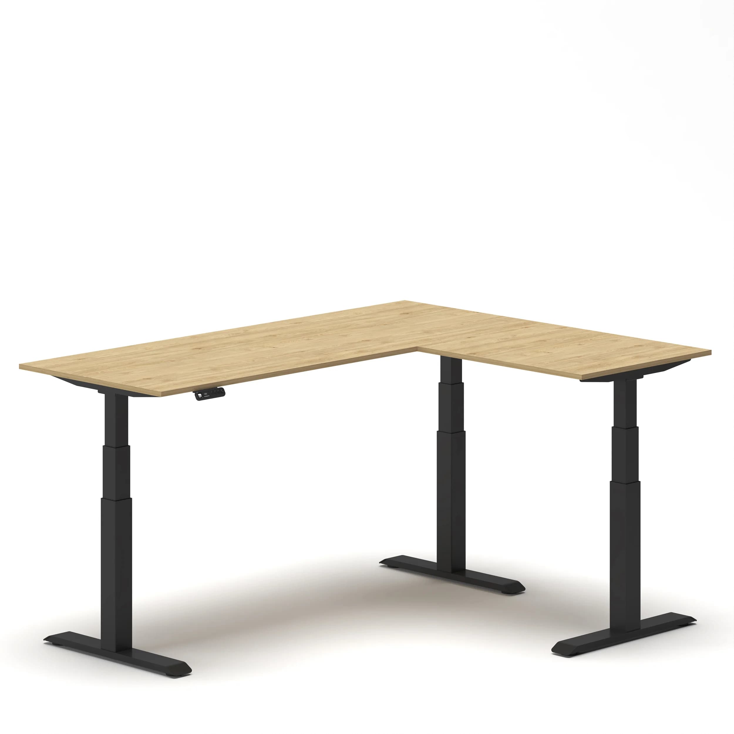 NavoDesk Studio L Shaped Standing Desk Oak Top Black Frame Right 02