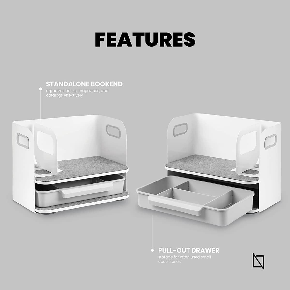 Navodesk Desk Organizer Compact Solution with Drawer and Bookend for a Clutter Free Workspace buy online
