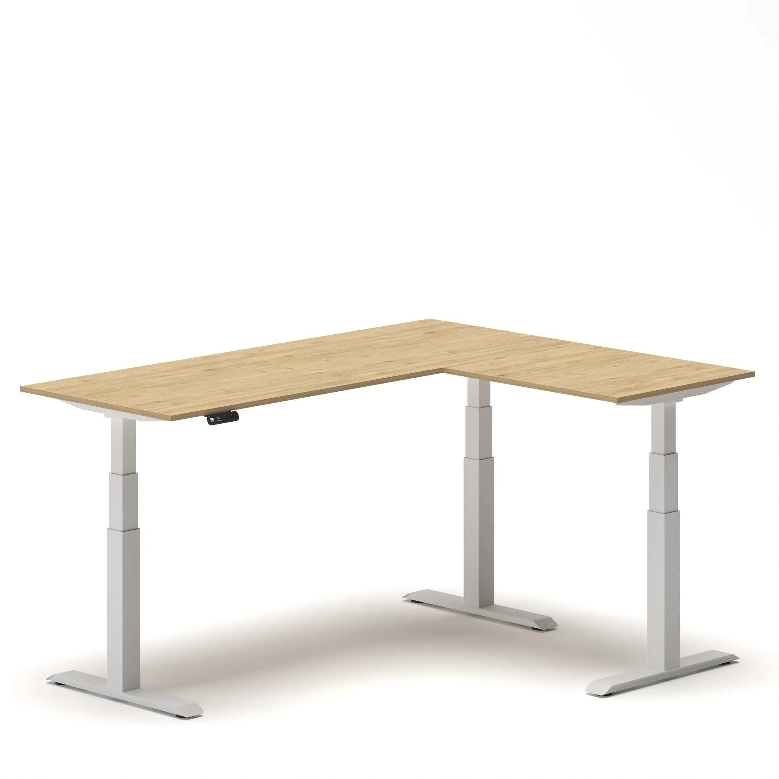Navodesk® L Shaped Desk Oak Top White Frame Right2