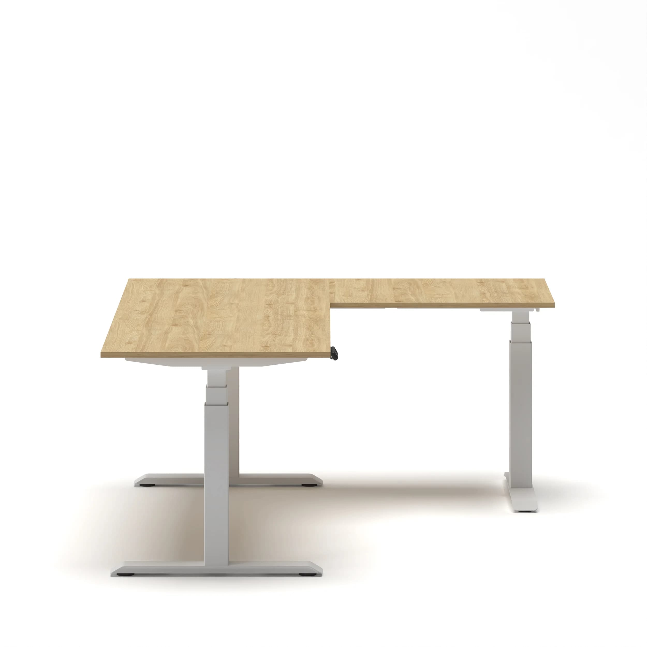 Navodesk® L Shaped Desk Oak Top White Frame Right4