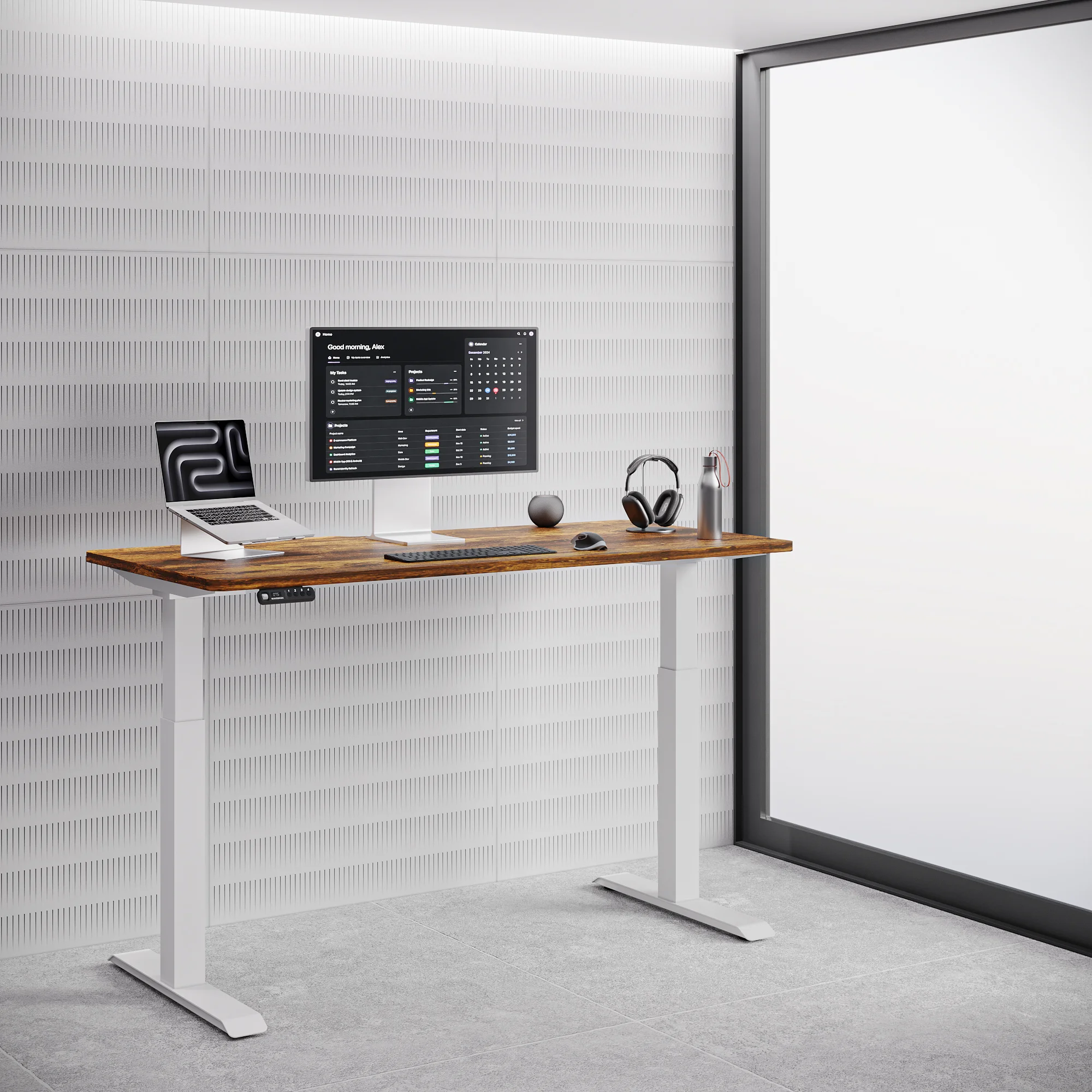 Navodesk® Pro Standing Desk White 180cm X 76 Cm Wild Walnut