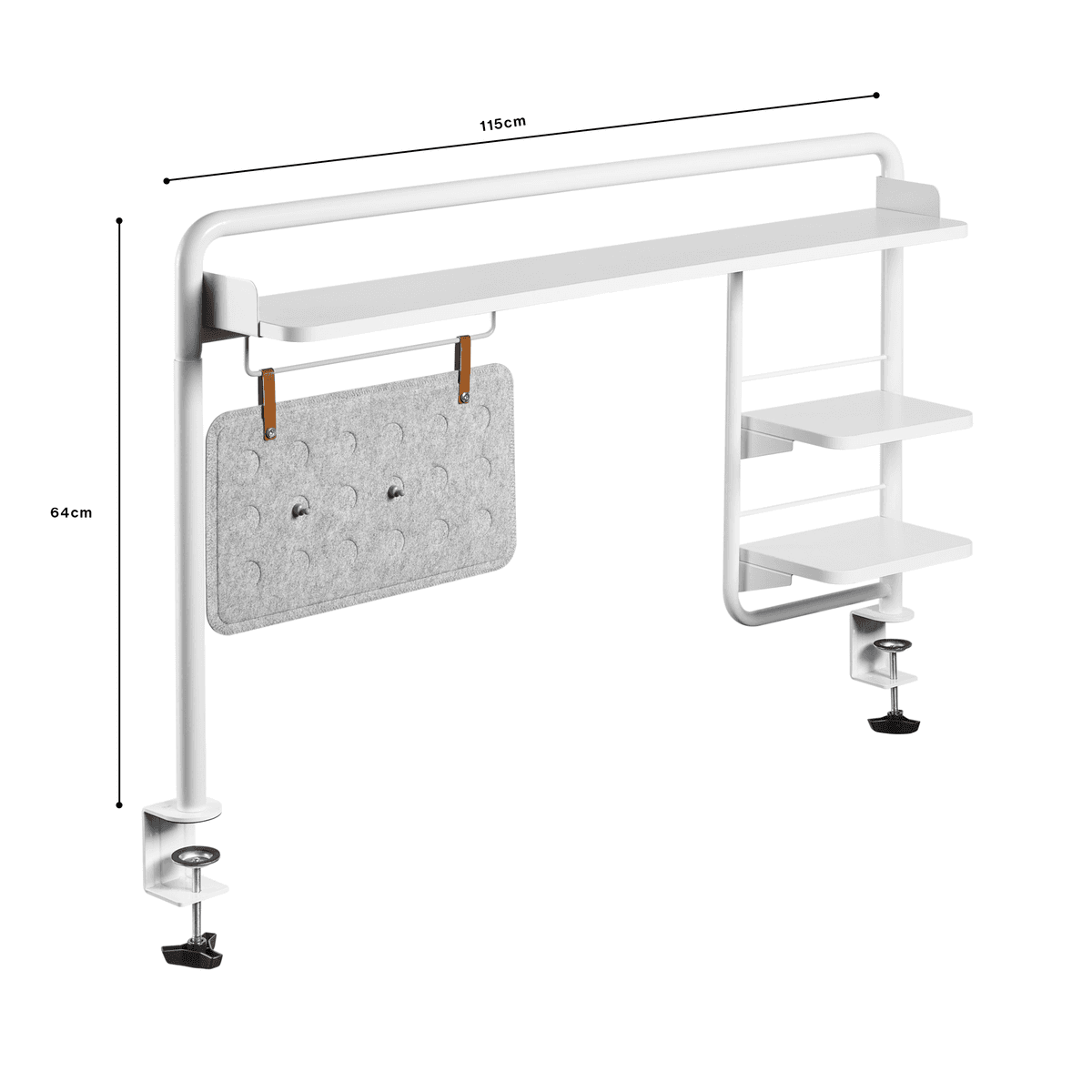 clamp on desk shelf dimensions