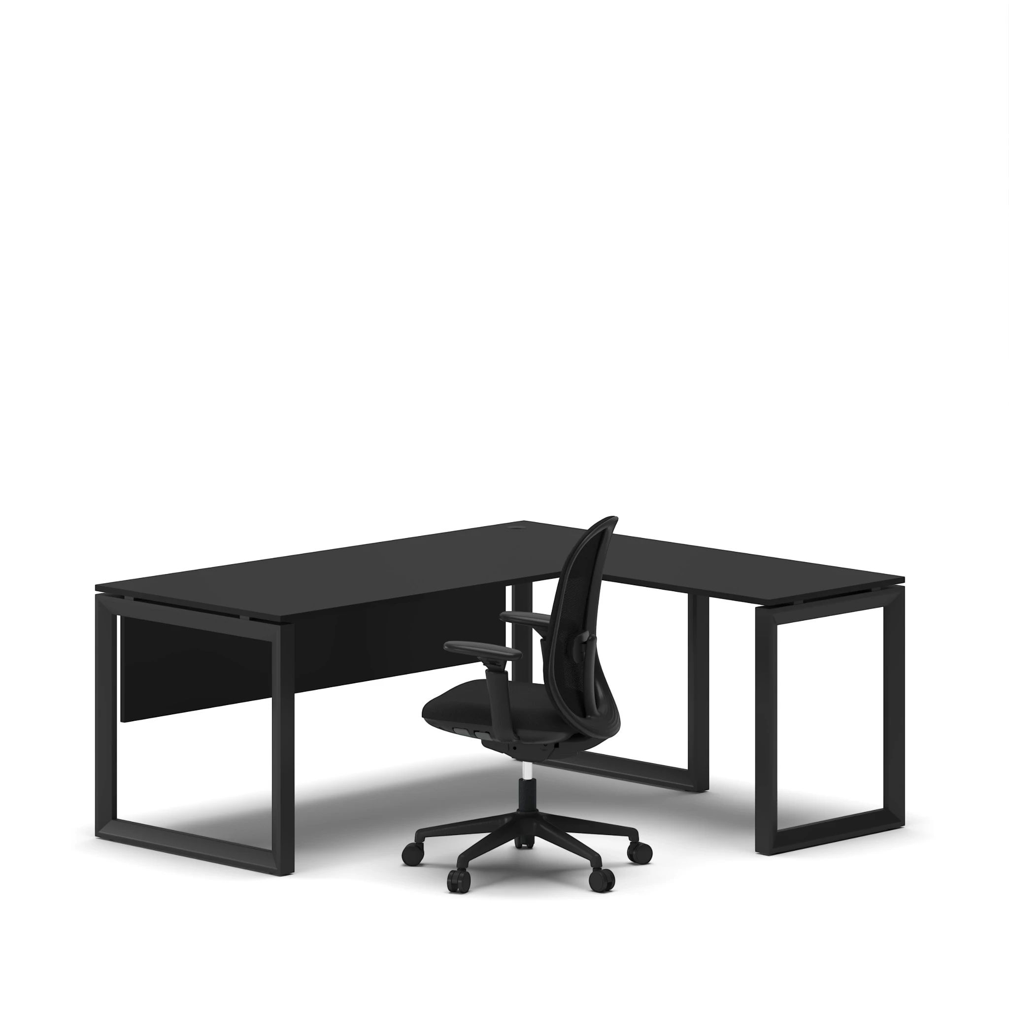 L Executive Desk Black Top Black Frame 1