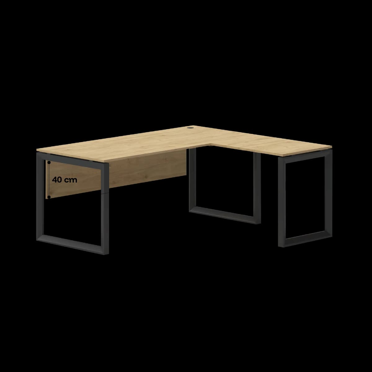 L Executive Desk Oak Top Black Frame Dimension