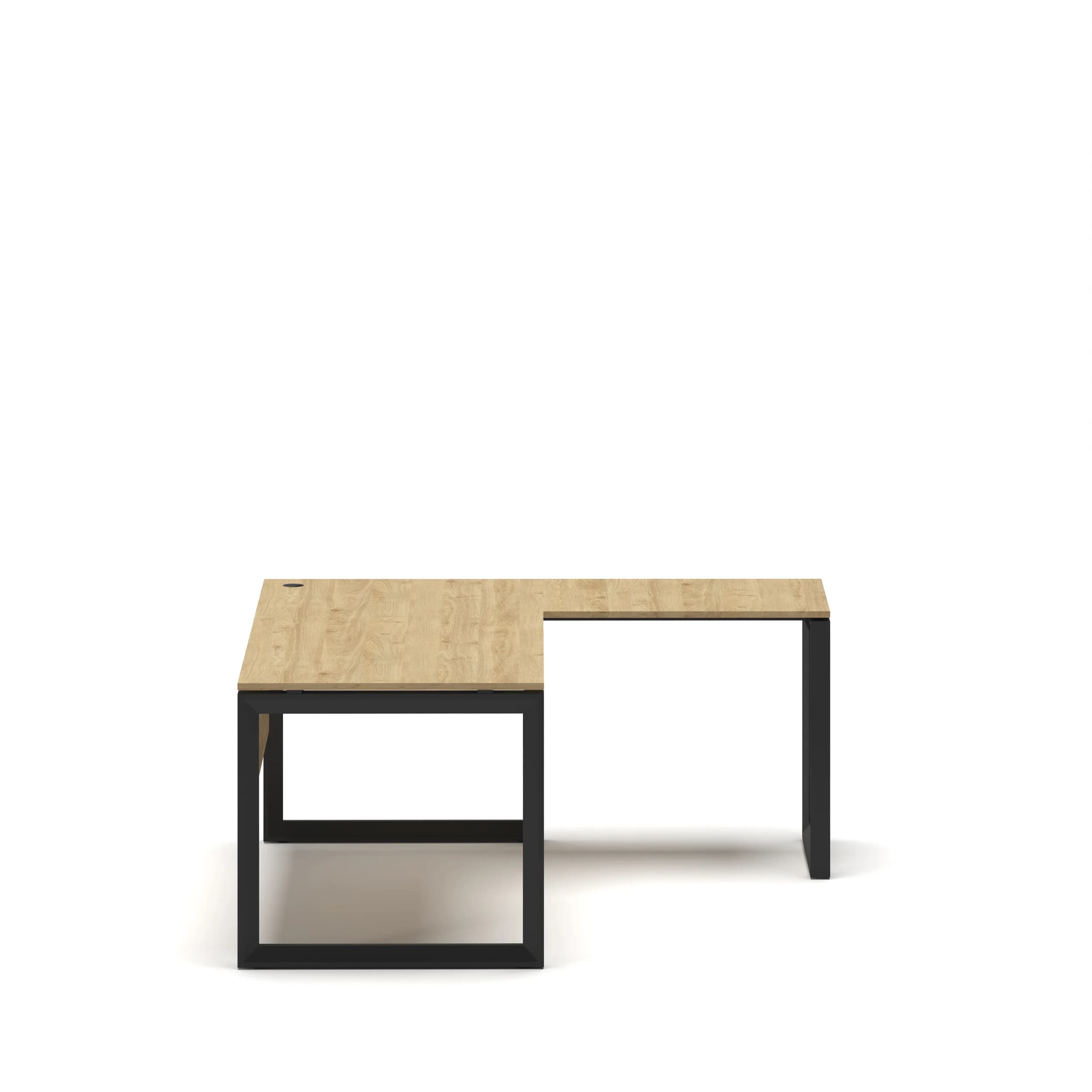 L Executive Desk Oak Top Black Frame 3