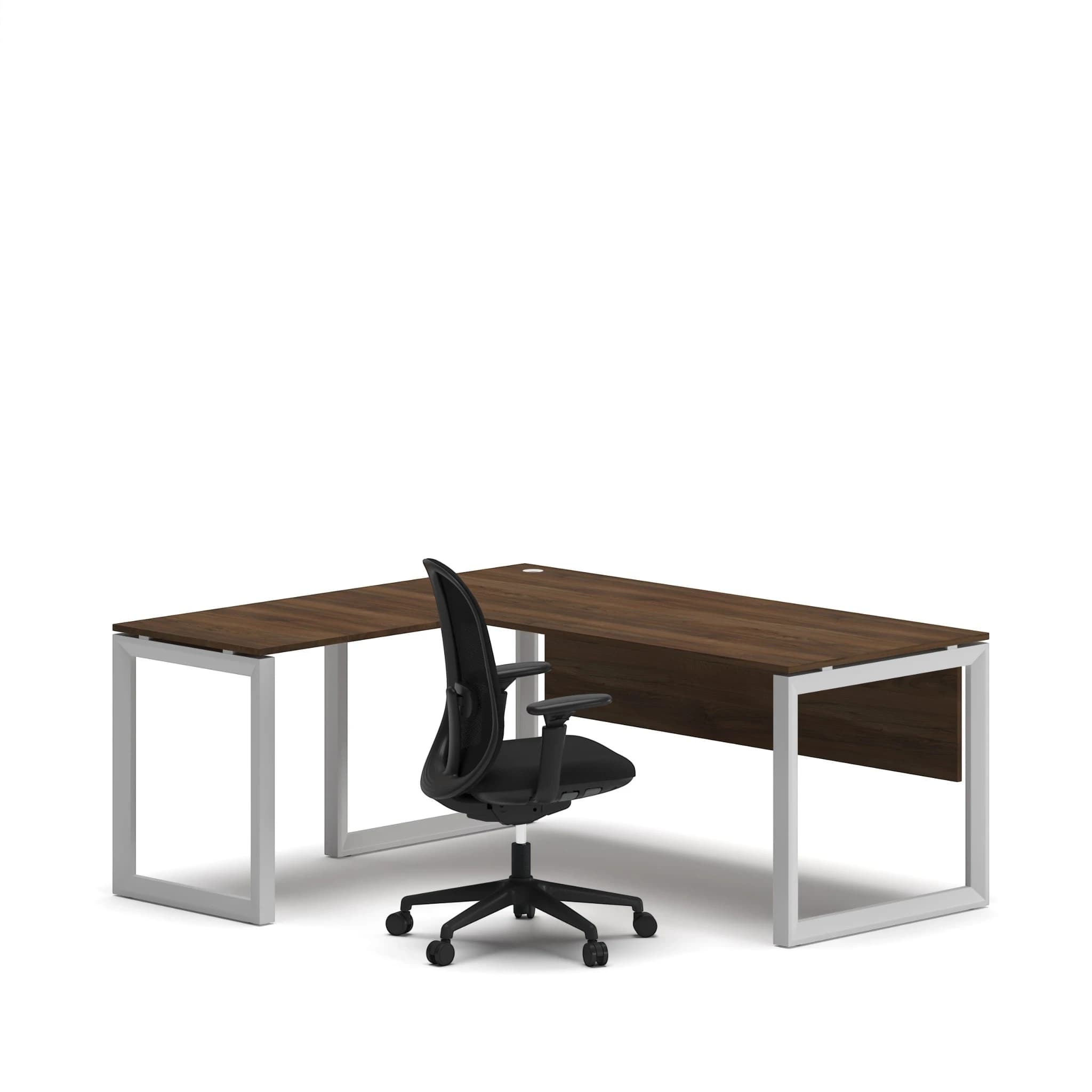 L Executive Desk Walnut Top White Frame 1 LeftVersion