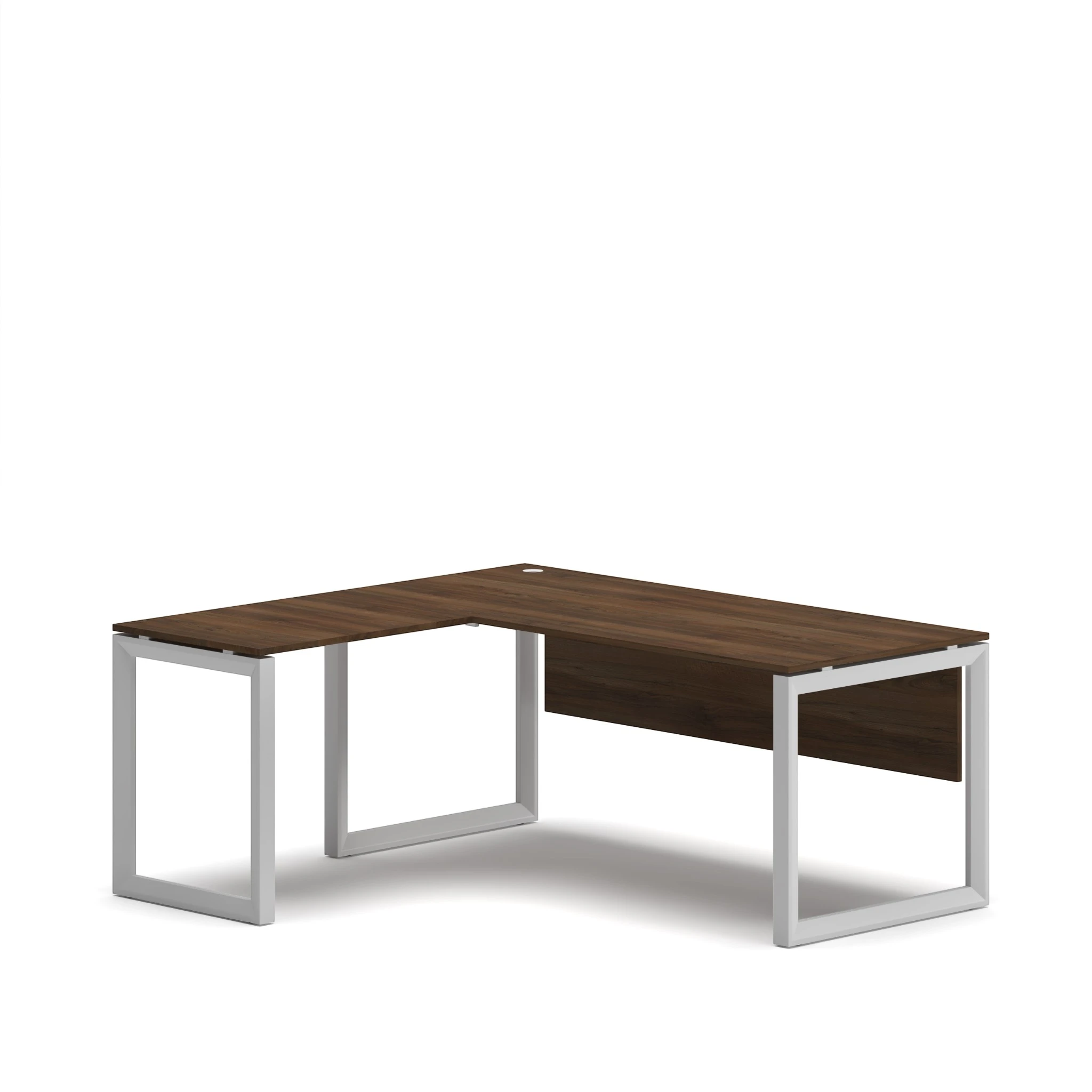 L Executive Desk Walnut Top White Frame 2 LeftVersion