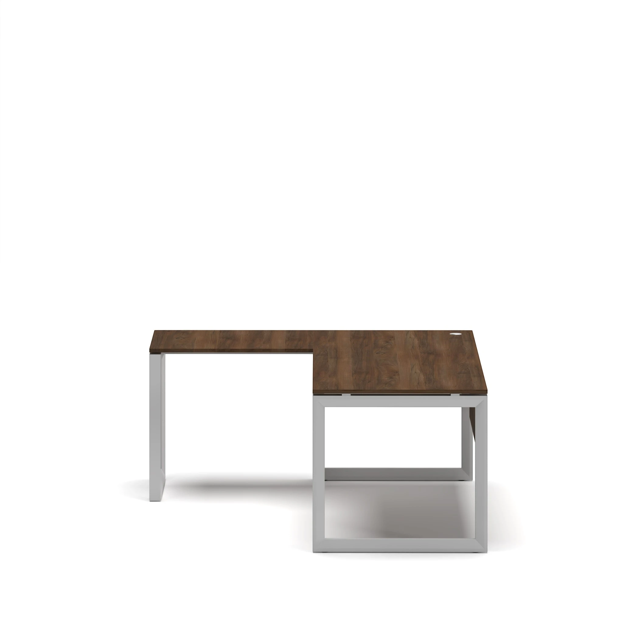 L Executive Desk Walnut Top White Frame 3 LeftVersion