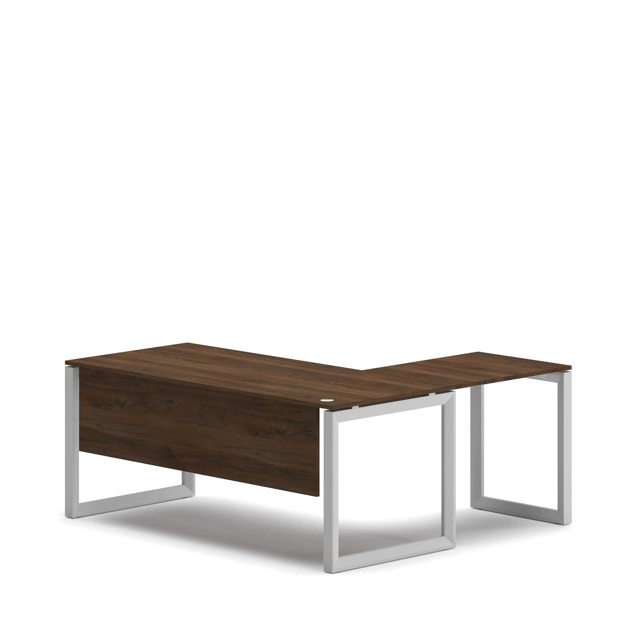 L Executive Desk Walnut Top White Frame 4 LeftVersion