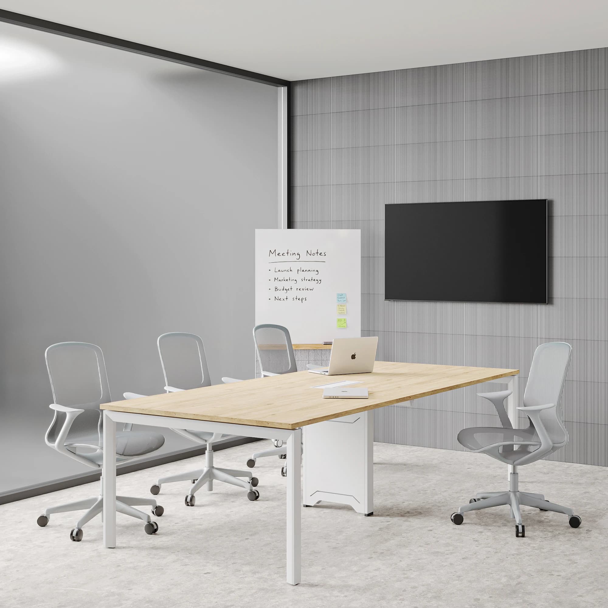 Workhub Meeting table Oak Top White Frame 1