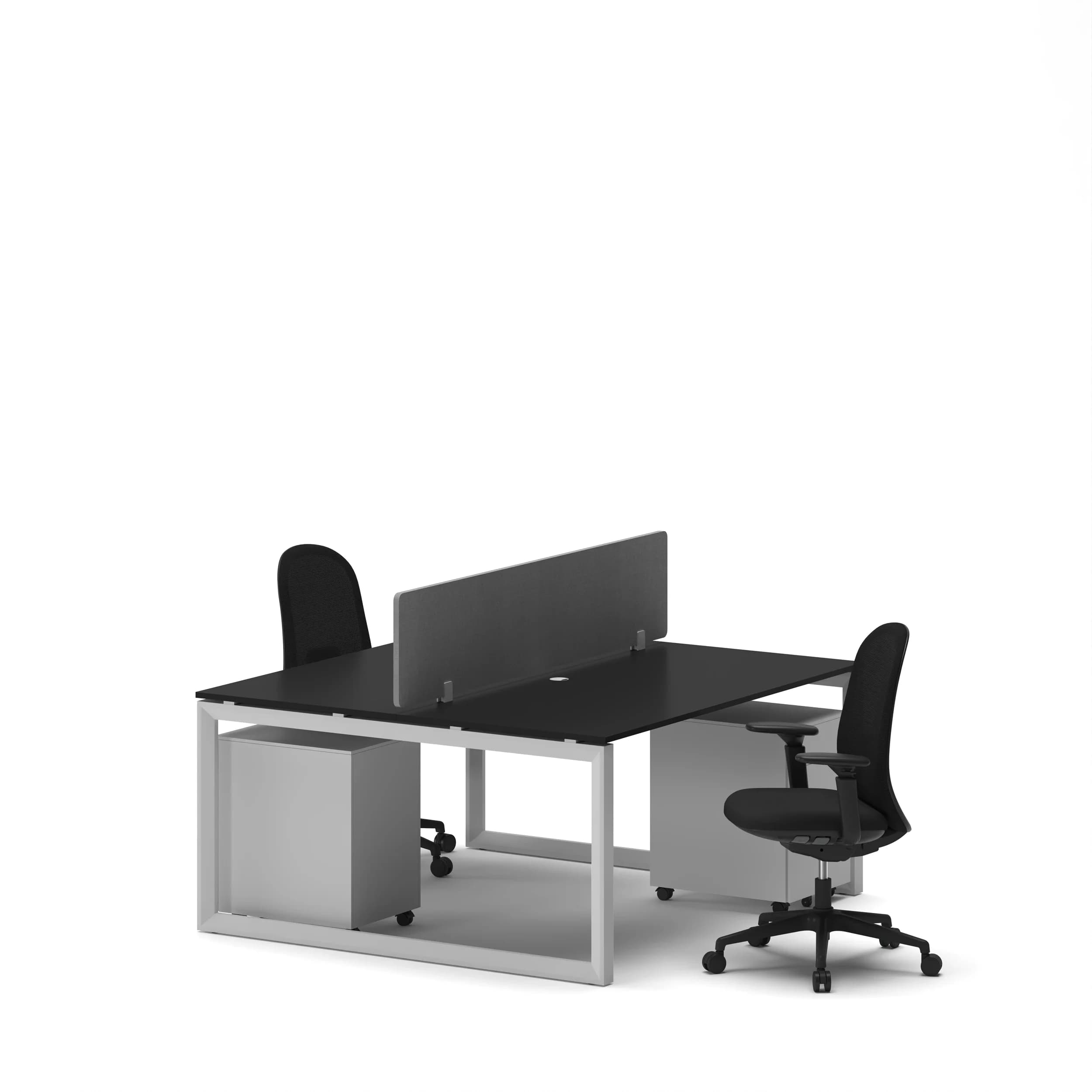 Workhub 2 Cluster Workstation Black Top White Leg 1