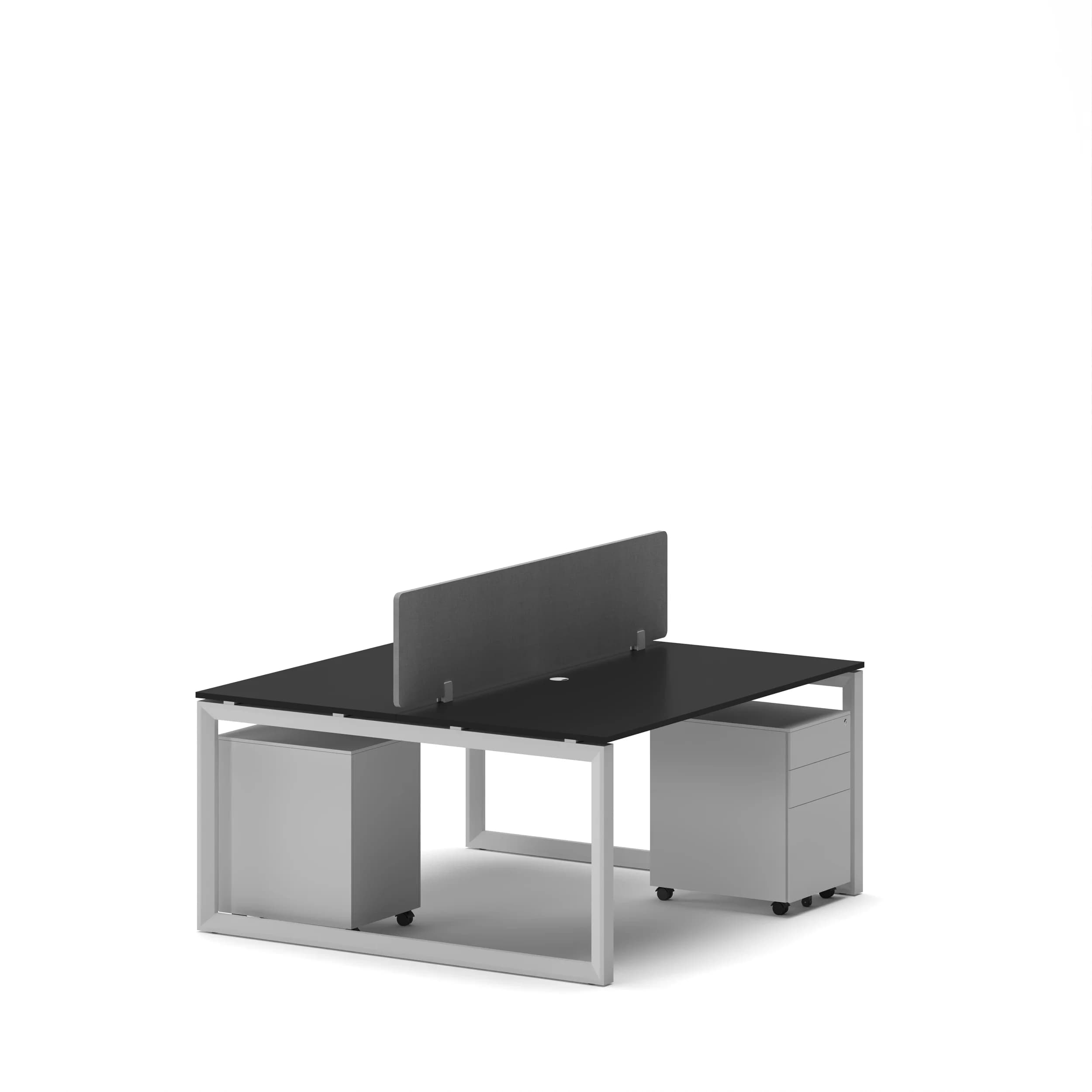 Workhub 2 Cluster Workstation Black Top White Leg 2