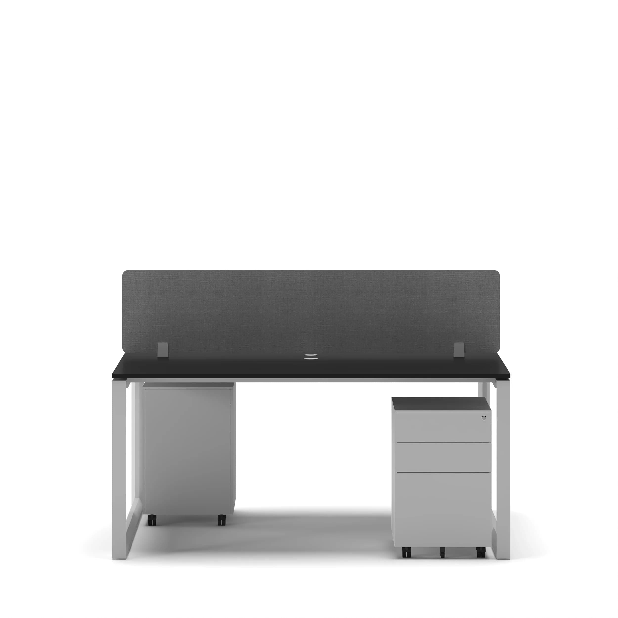 Workhub 2 Cluster Workstation Black Top White Leg 3