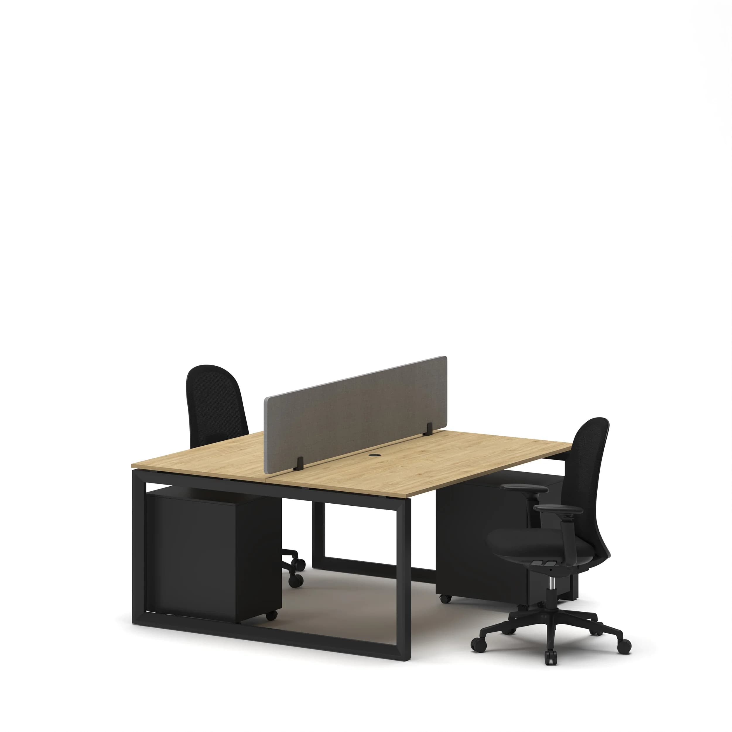 Workhub 2 Cluster Workstation Oak Top Black Leg 1