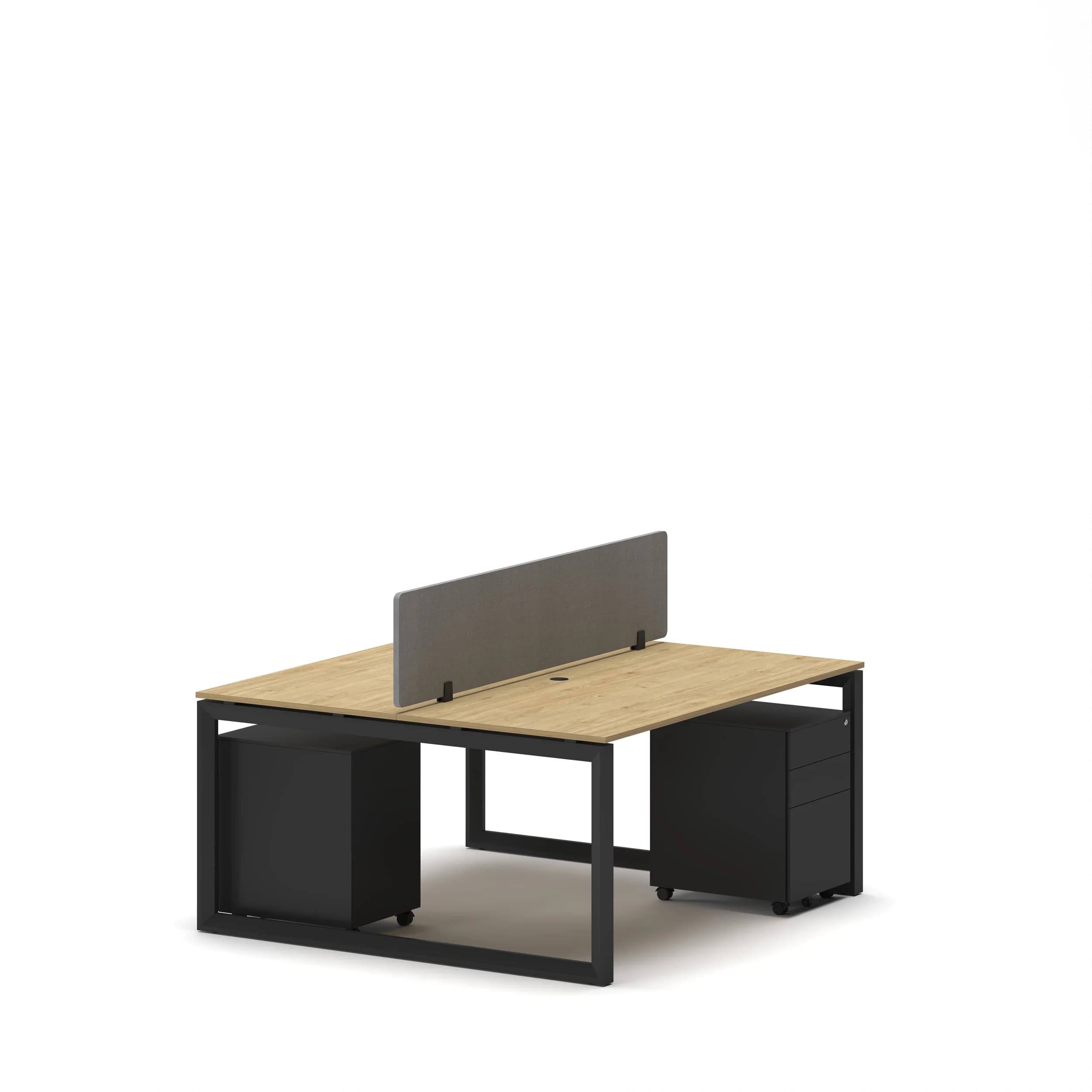 Workhub 2 Cluster Workstation Oak Top Black Leg 2