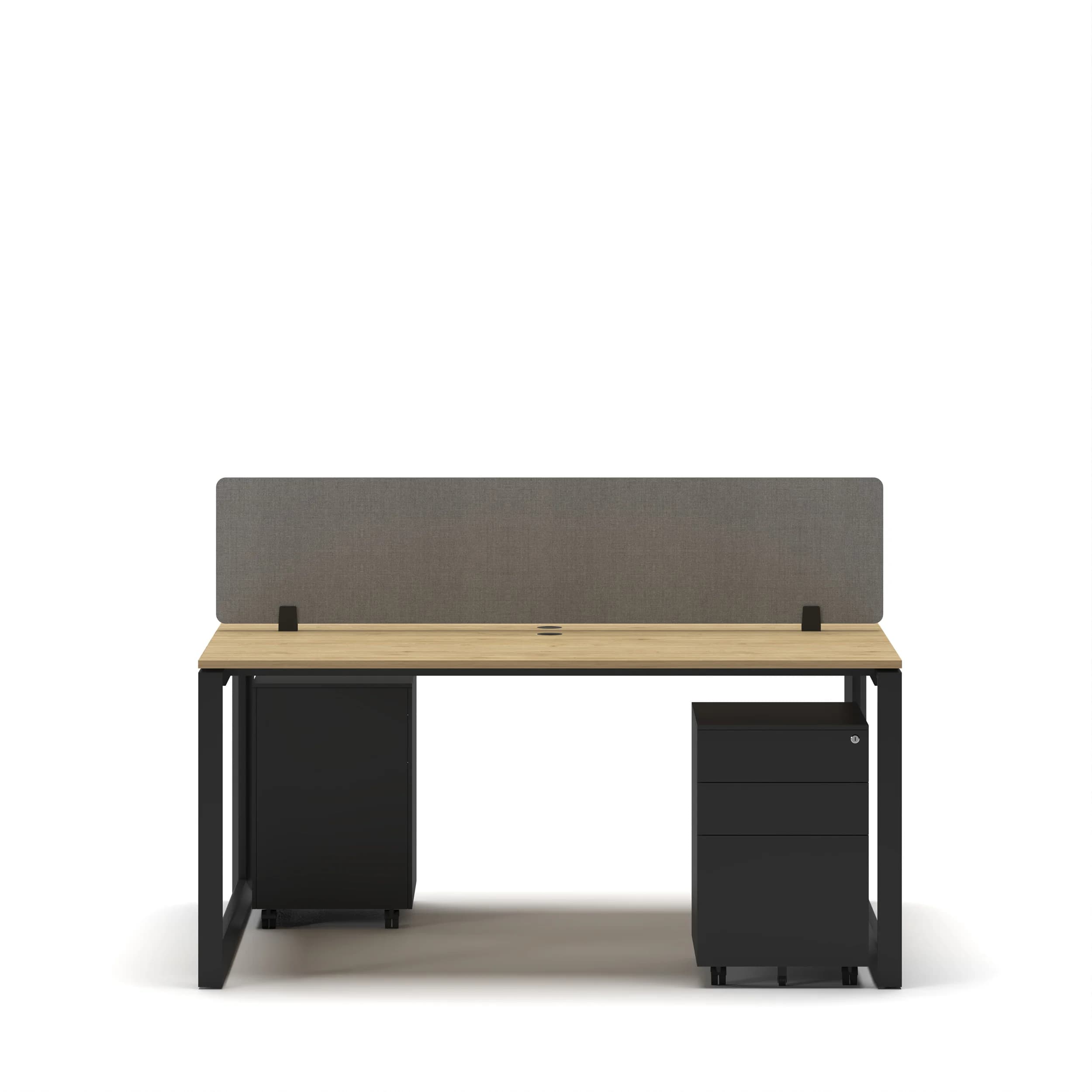 Workhub 2 Cluster Workstation Oak Top Black Leg 3