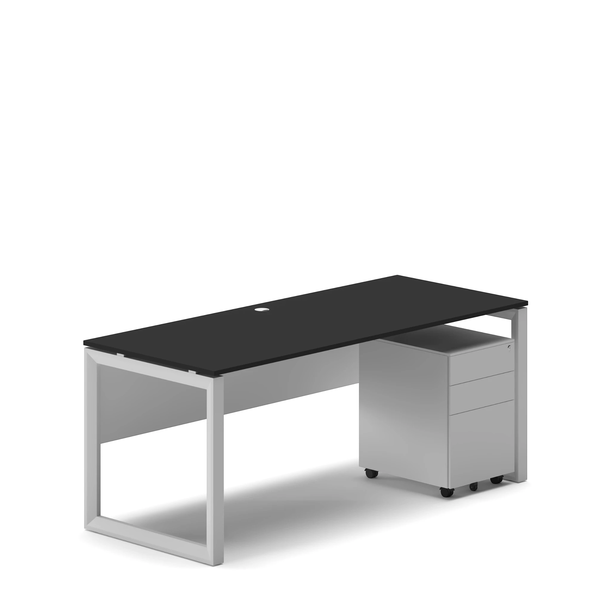 Workhub Single Workstation Black Top White Leg 2