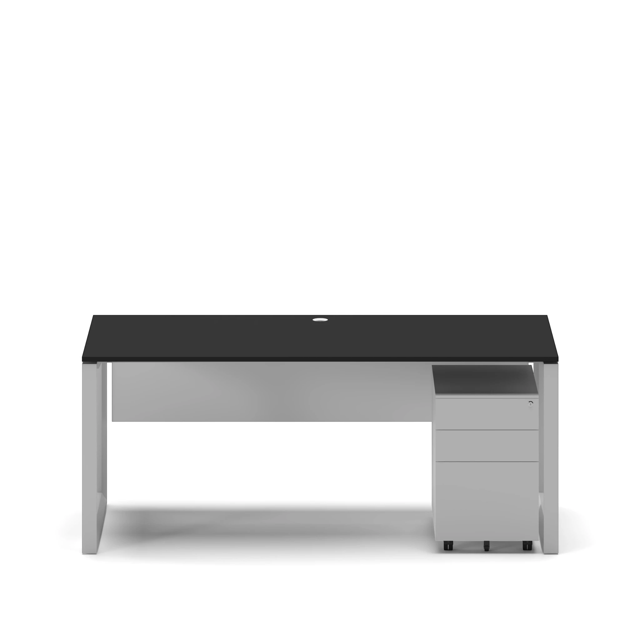 Workhub Single Workstation Black Top White Leg 3