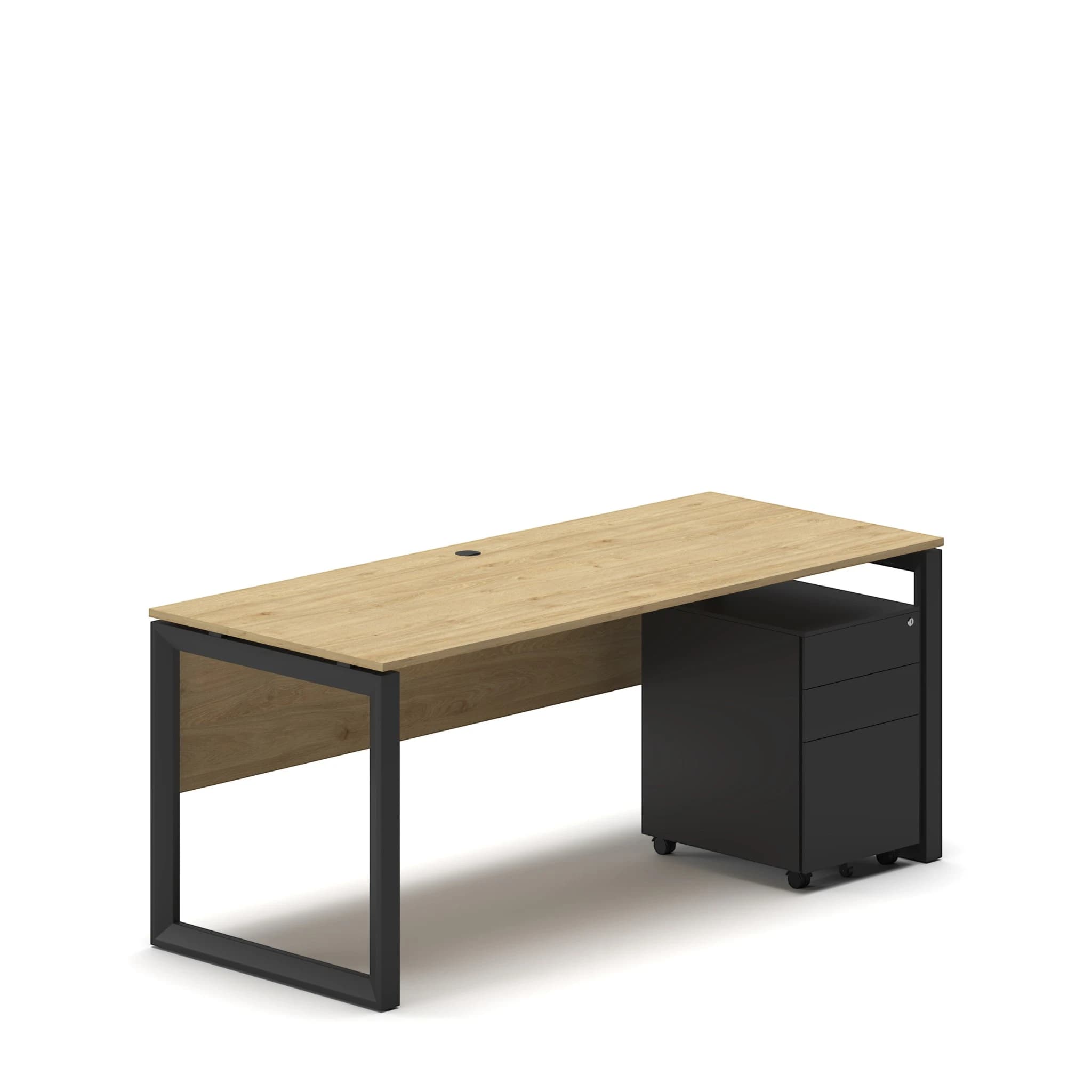 Workhub Single Workstation Oak Top Black Leg 2