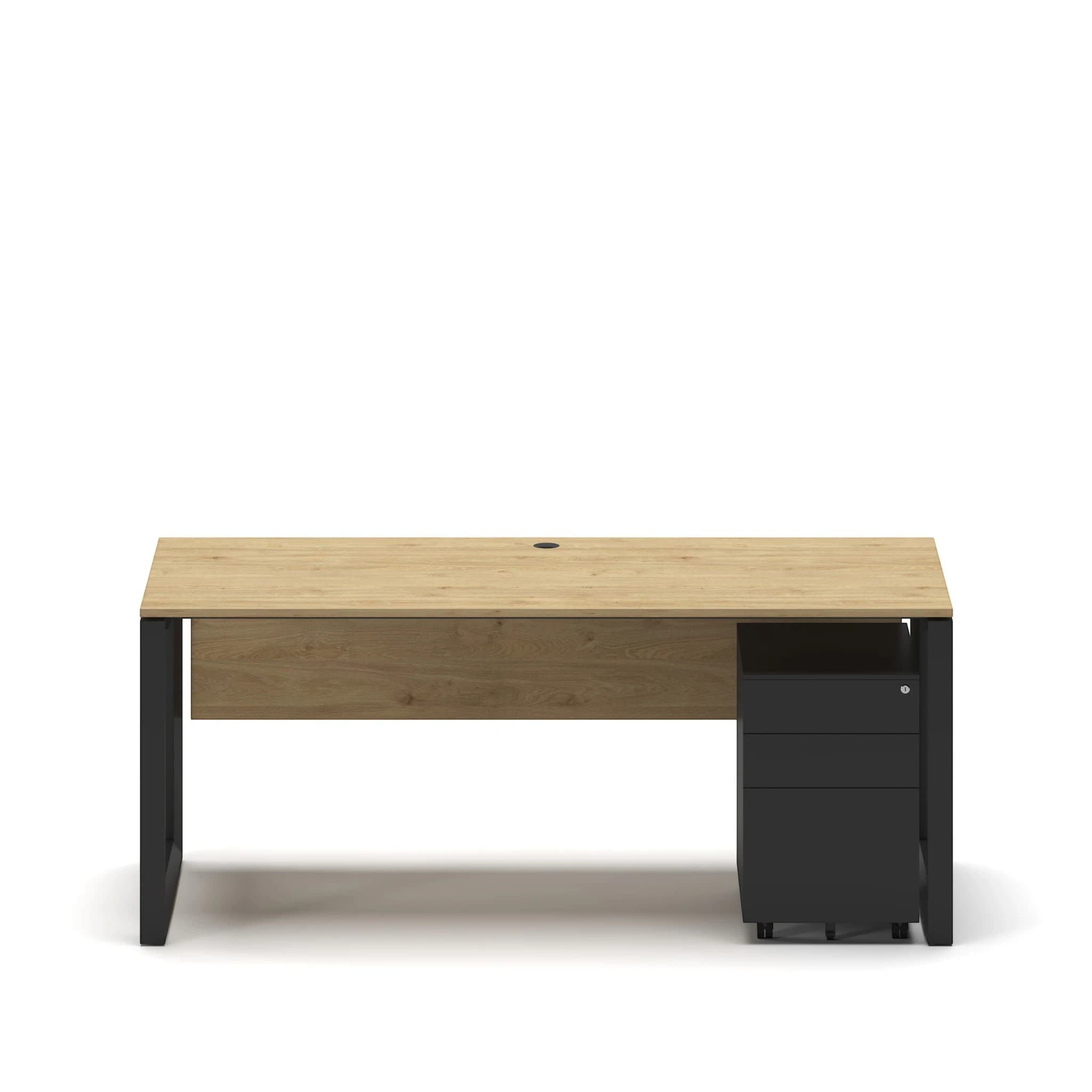Workhub Single Workstation Oak Top Black Leg 3