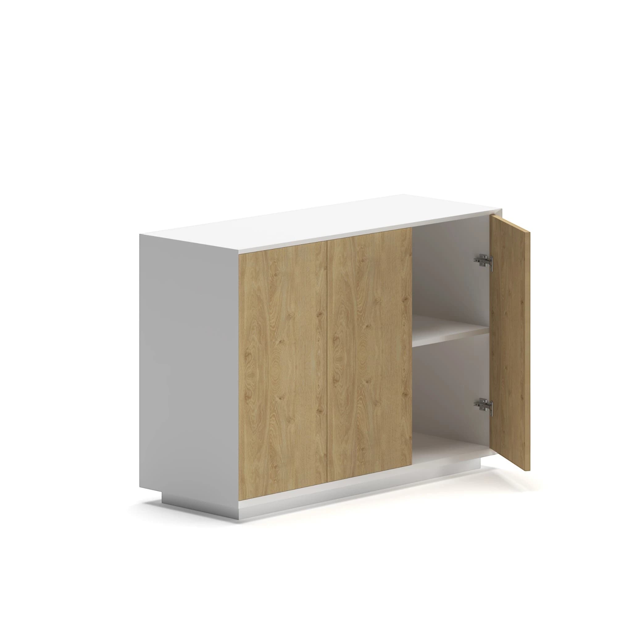 Navo® Series A Low Height Cabinet White Body Oak facia 3