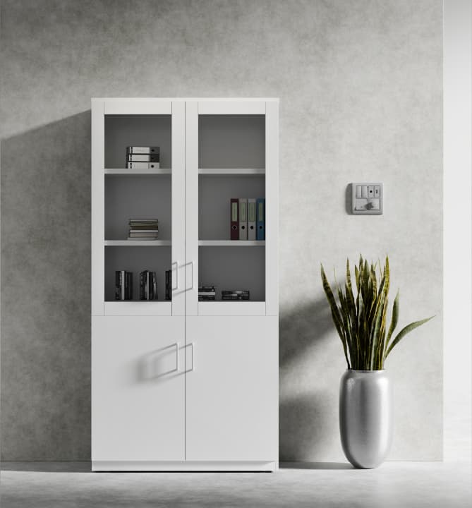 Series A Full Height Glass Display Cabinet White 1