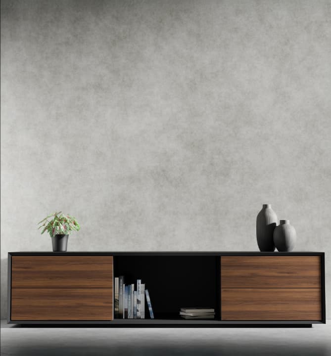 Series A Low Height Sideboard Cabinet Black Walnut 1