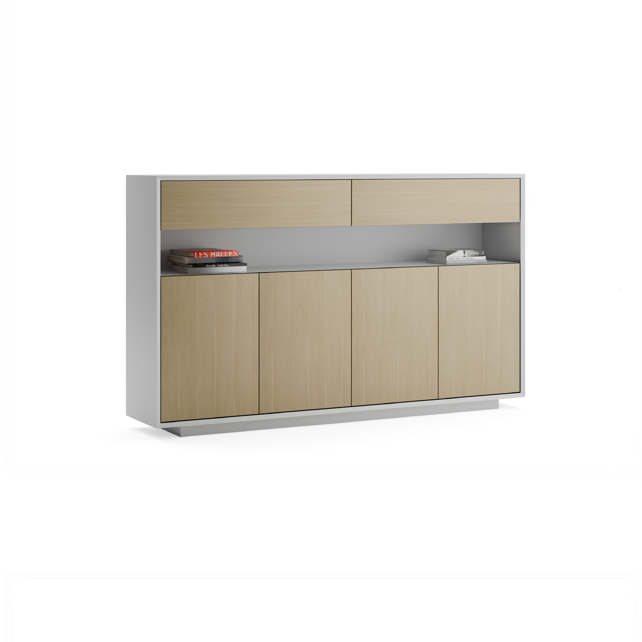 Series A Medium Height Credenza Cabinet White Oak