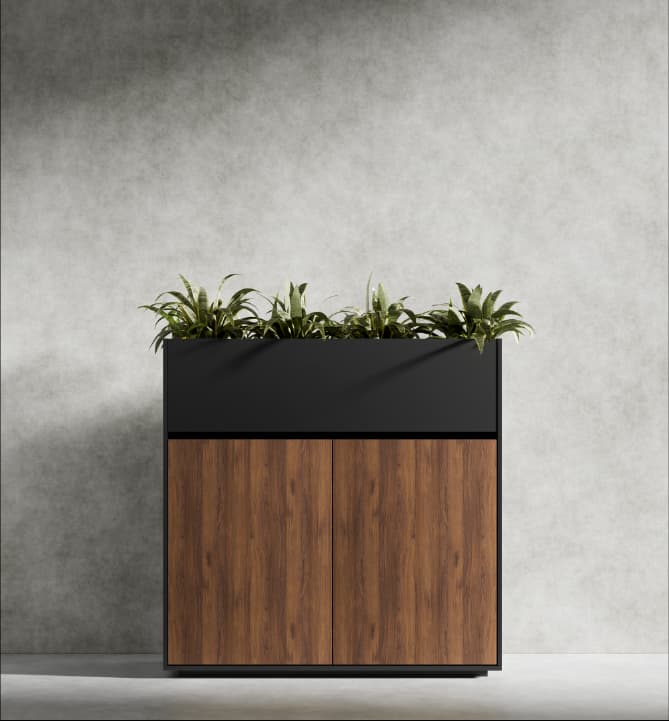 Series A Planter Storage Cabinet 2 Door Black Walnut 1