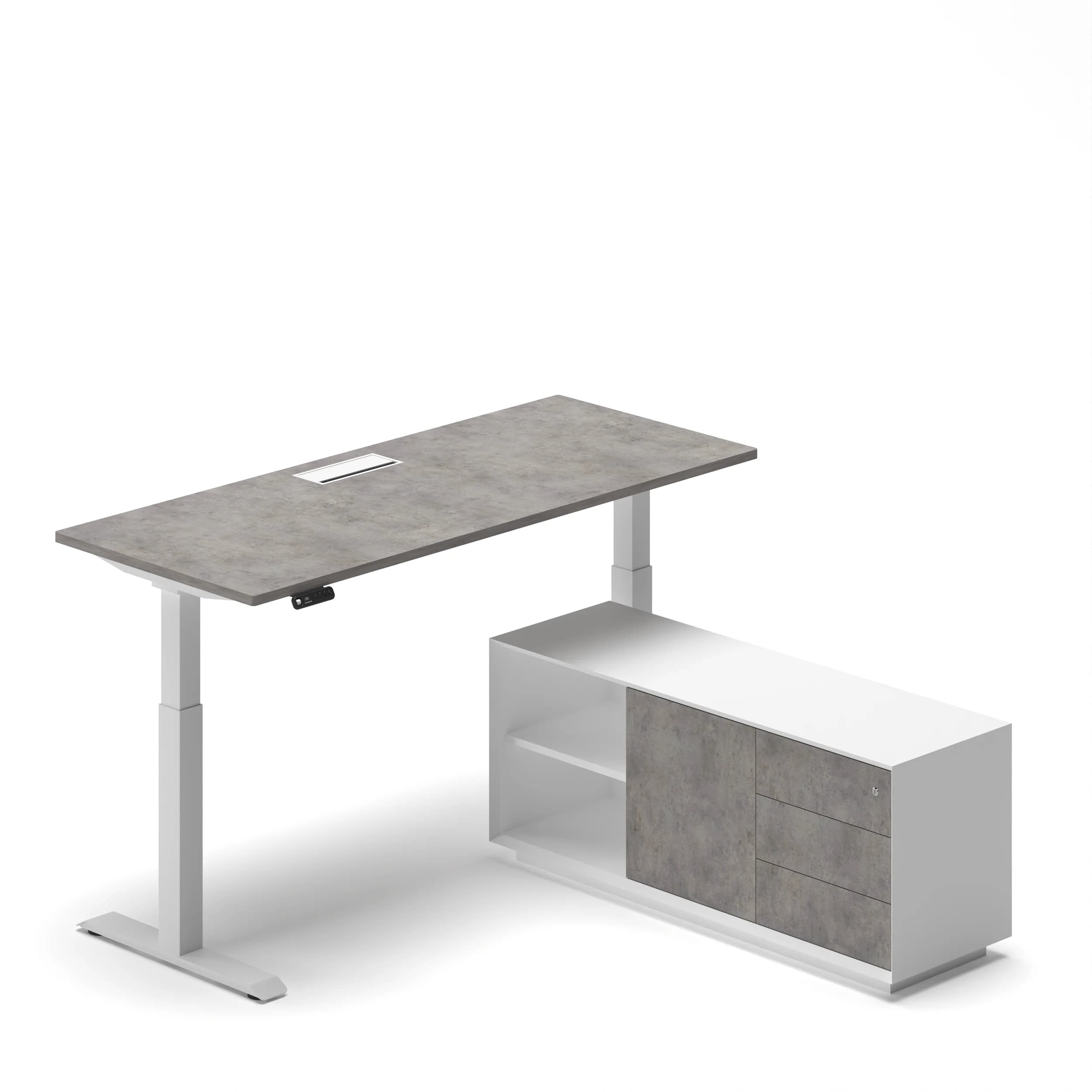 Navodesk® PRO Executive Concrete Top White Frame 2