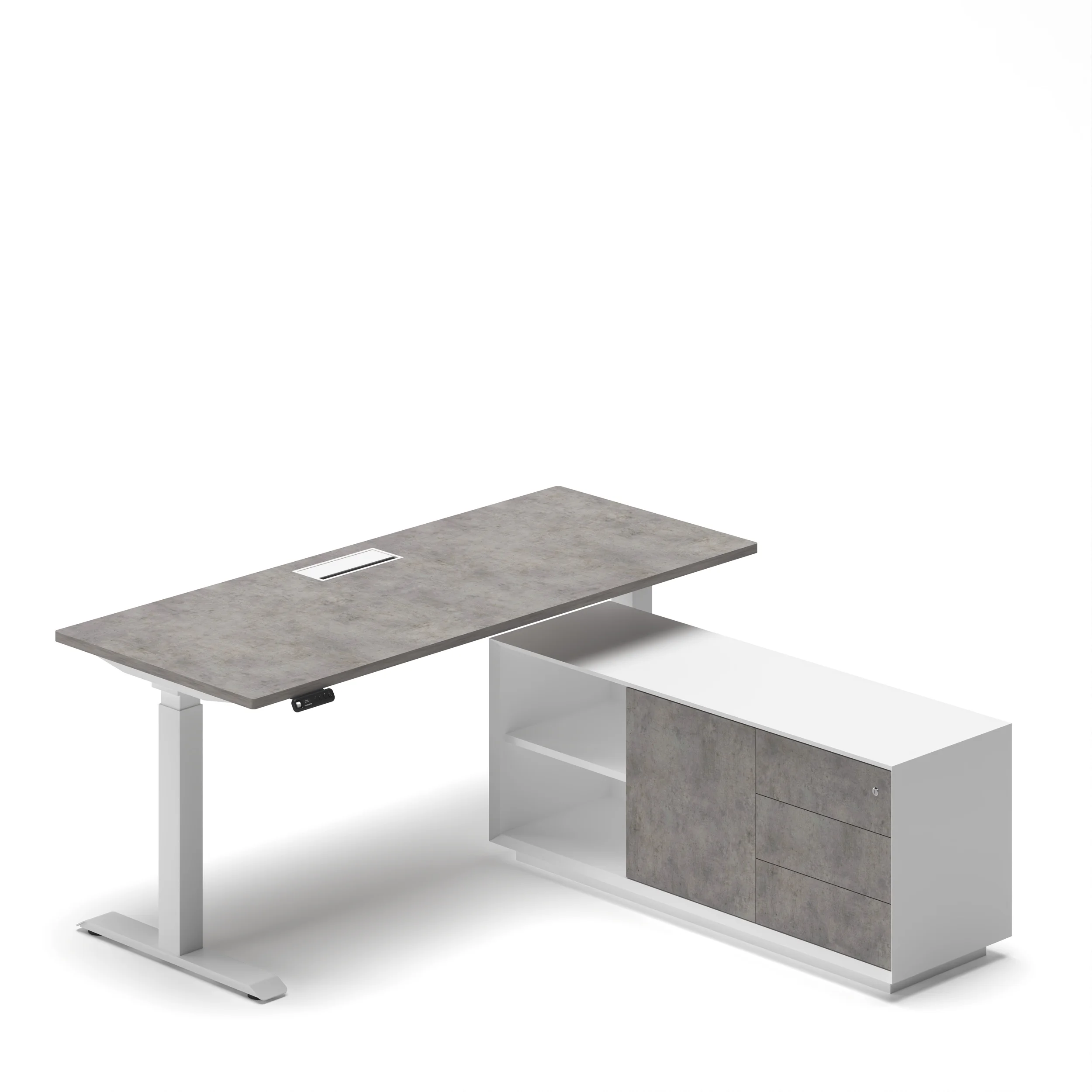 Navodesk® PRO Executive Concrete Top White Frame 2