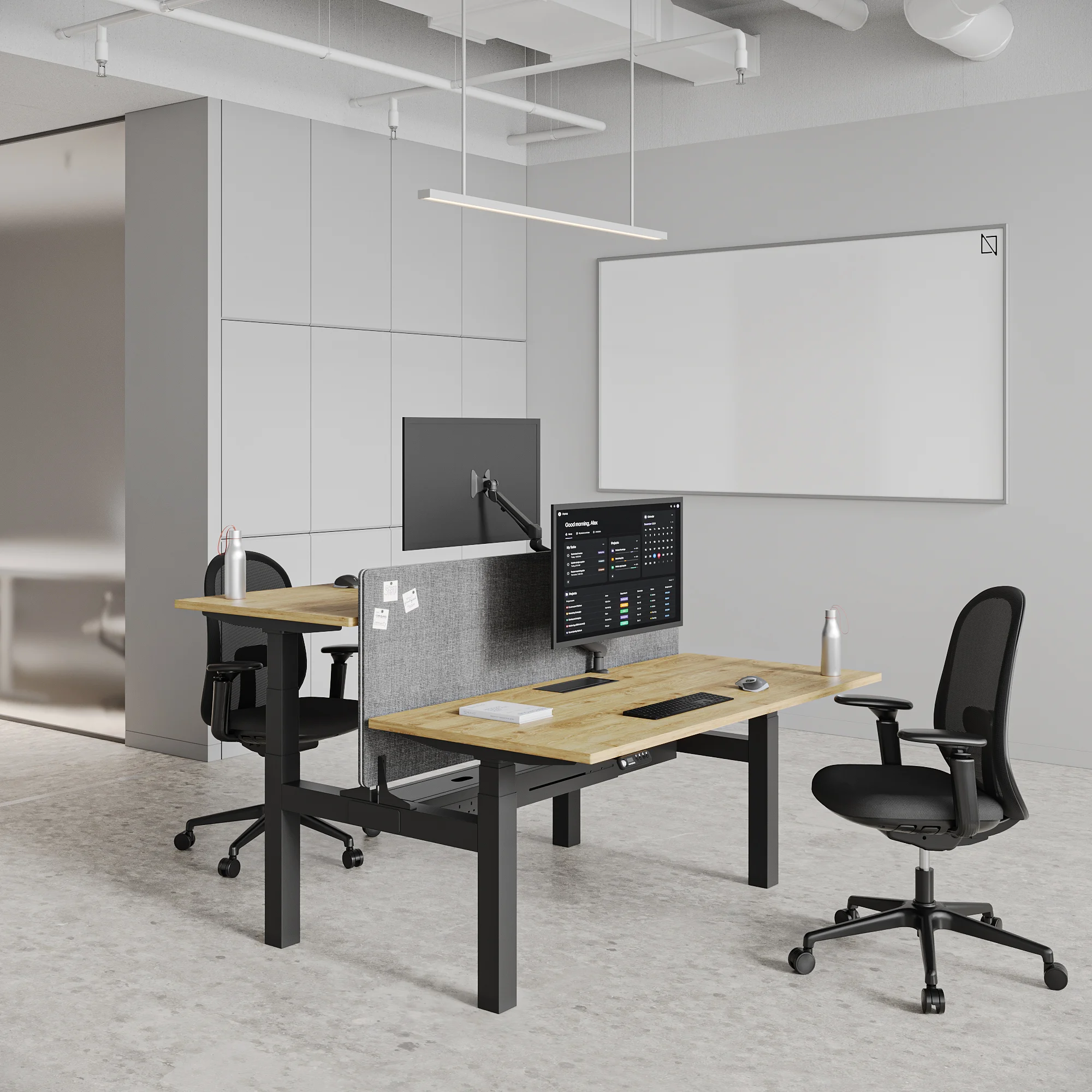 Navodesk® Duo Standing Desk Black 160 X 75 Cm Oak
