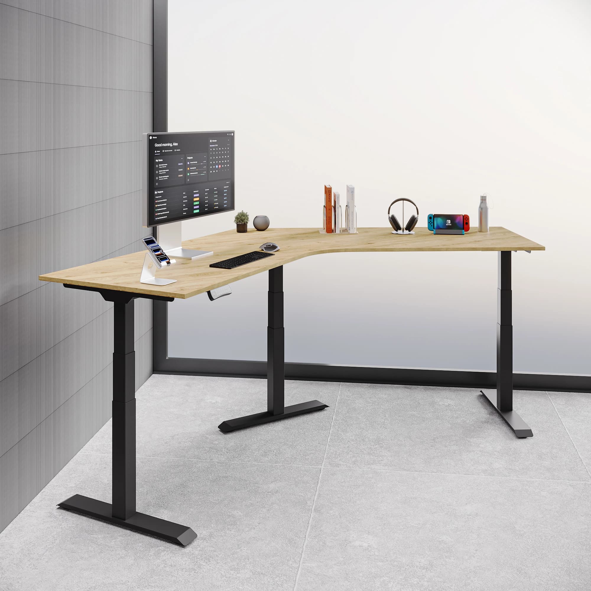 Navodesk® Studio 120 Tilted Top Oak Frame Black