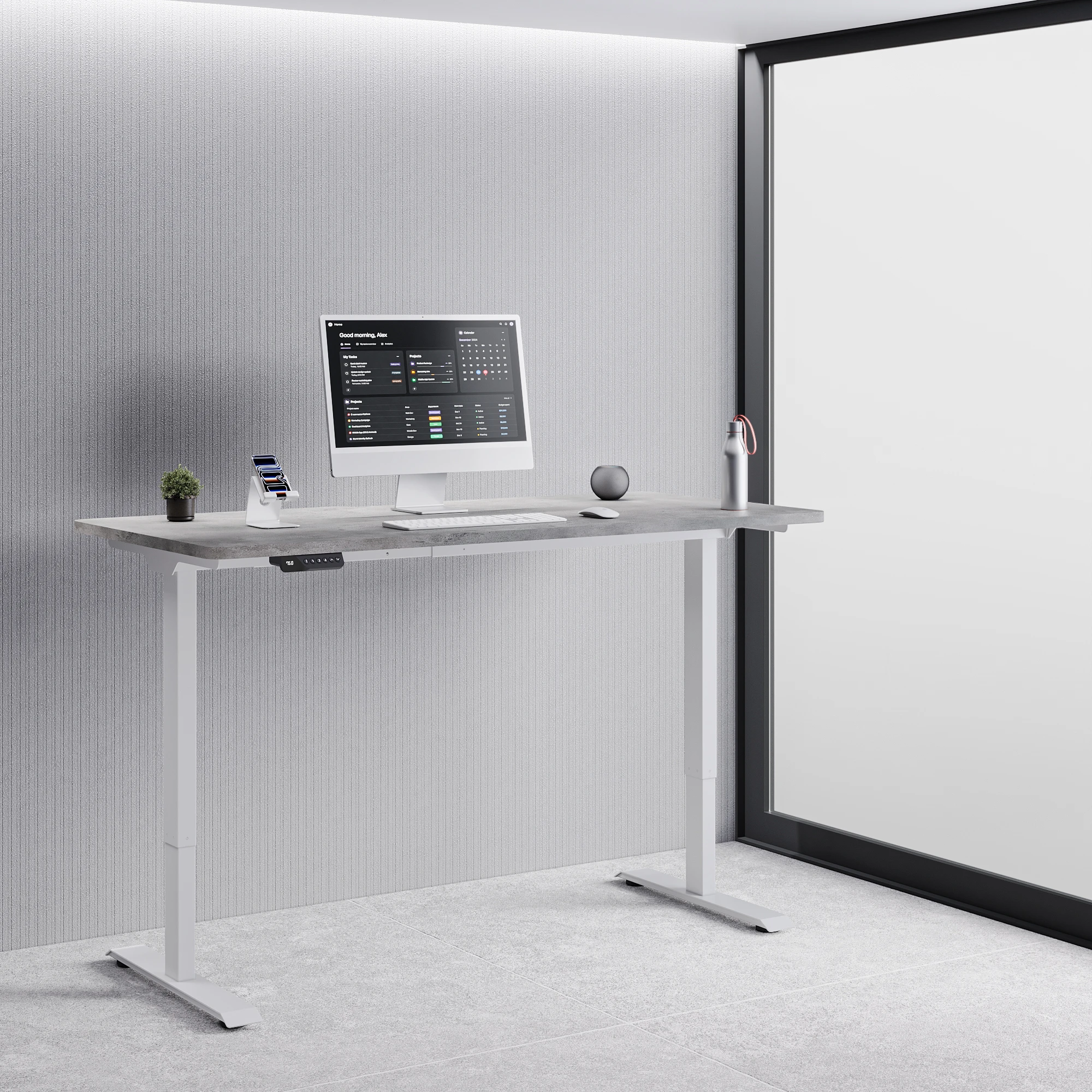 Navodesk® ECO Lunar Grey Top White Leg 1