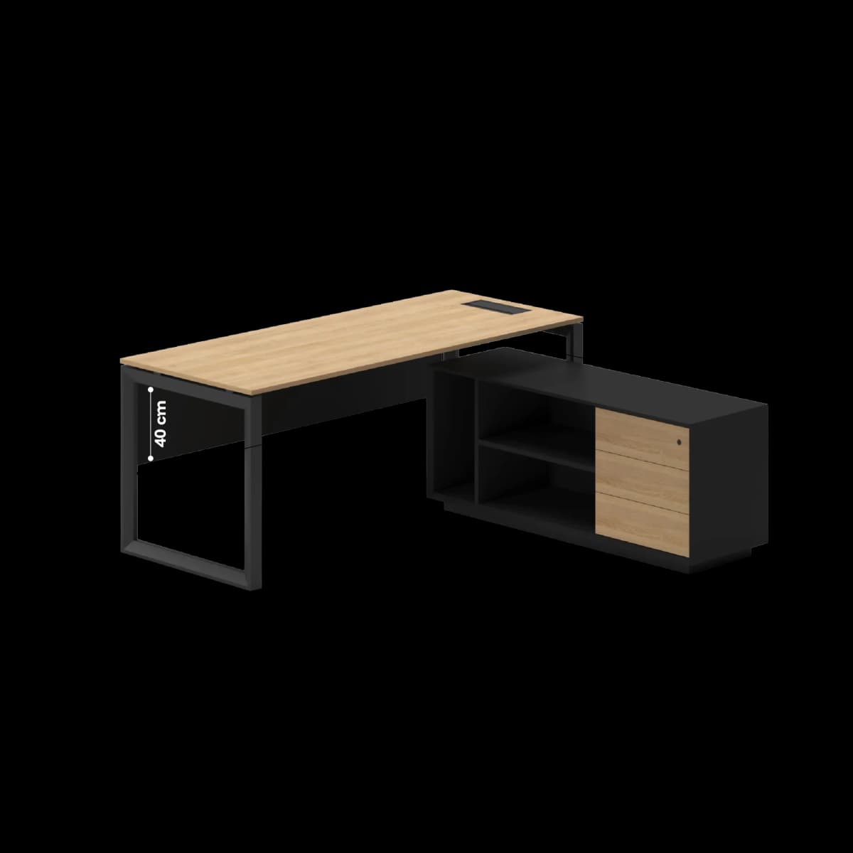 Navo® L Shaped Executive Desk with Side Cabinet 8211 Series O Dimension