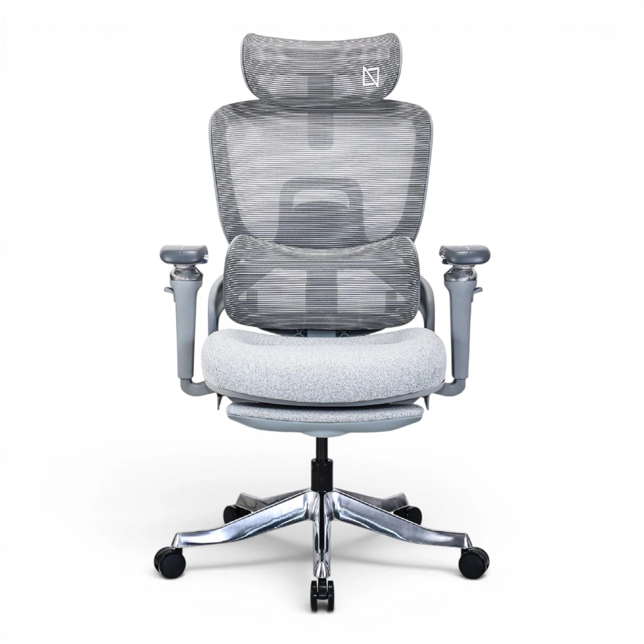 Ergomax Grey Fabric Ergonomic Office Chair with Footrest v2