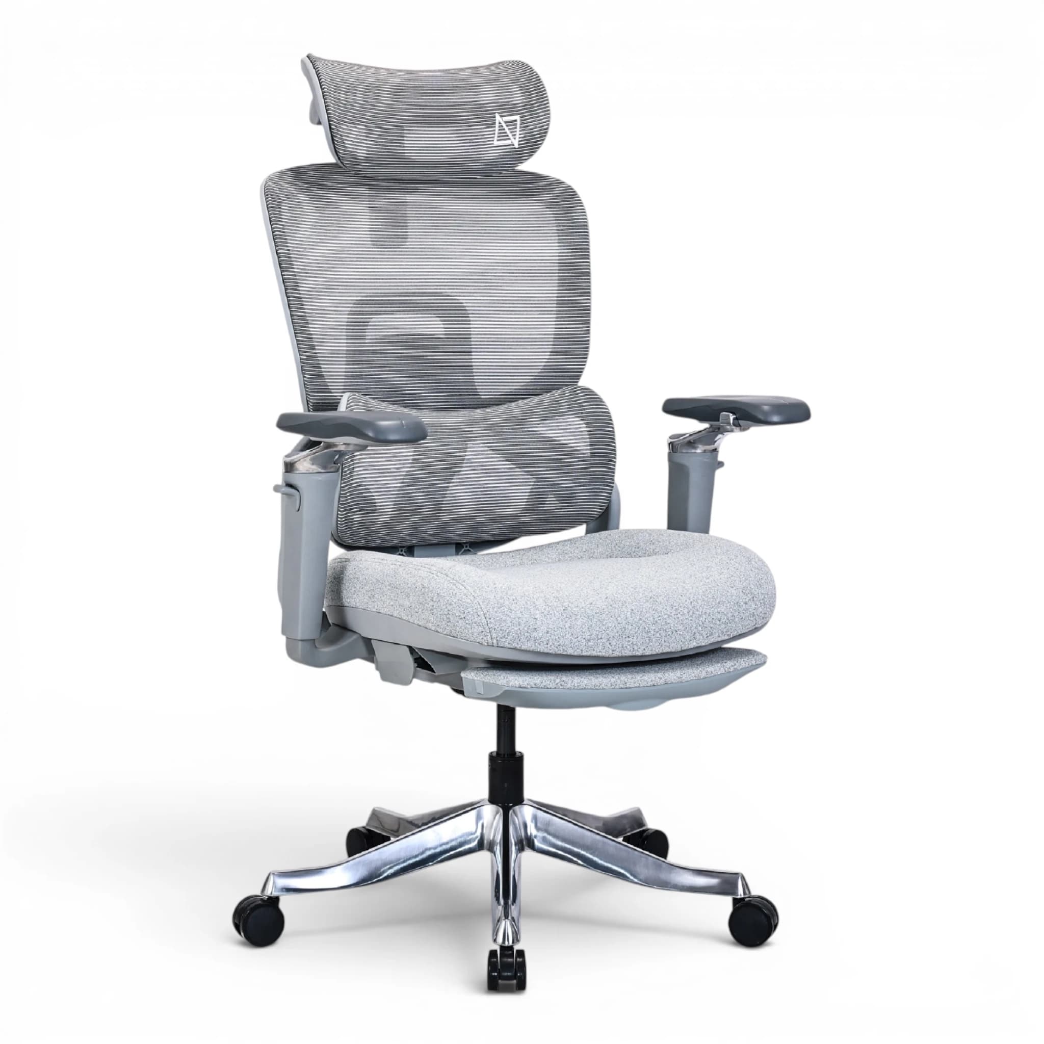 Ergomax Grey Fabric Ergonomic Office Chair with Footrest2 v2