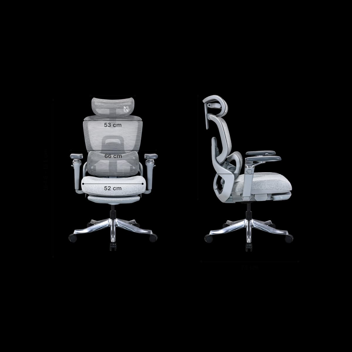 Ergomax Mesh and Moldfoam Chair Dimensions