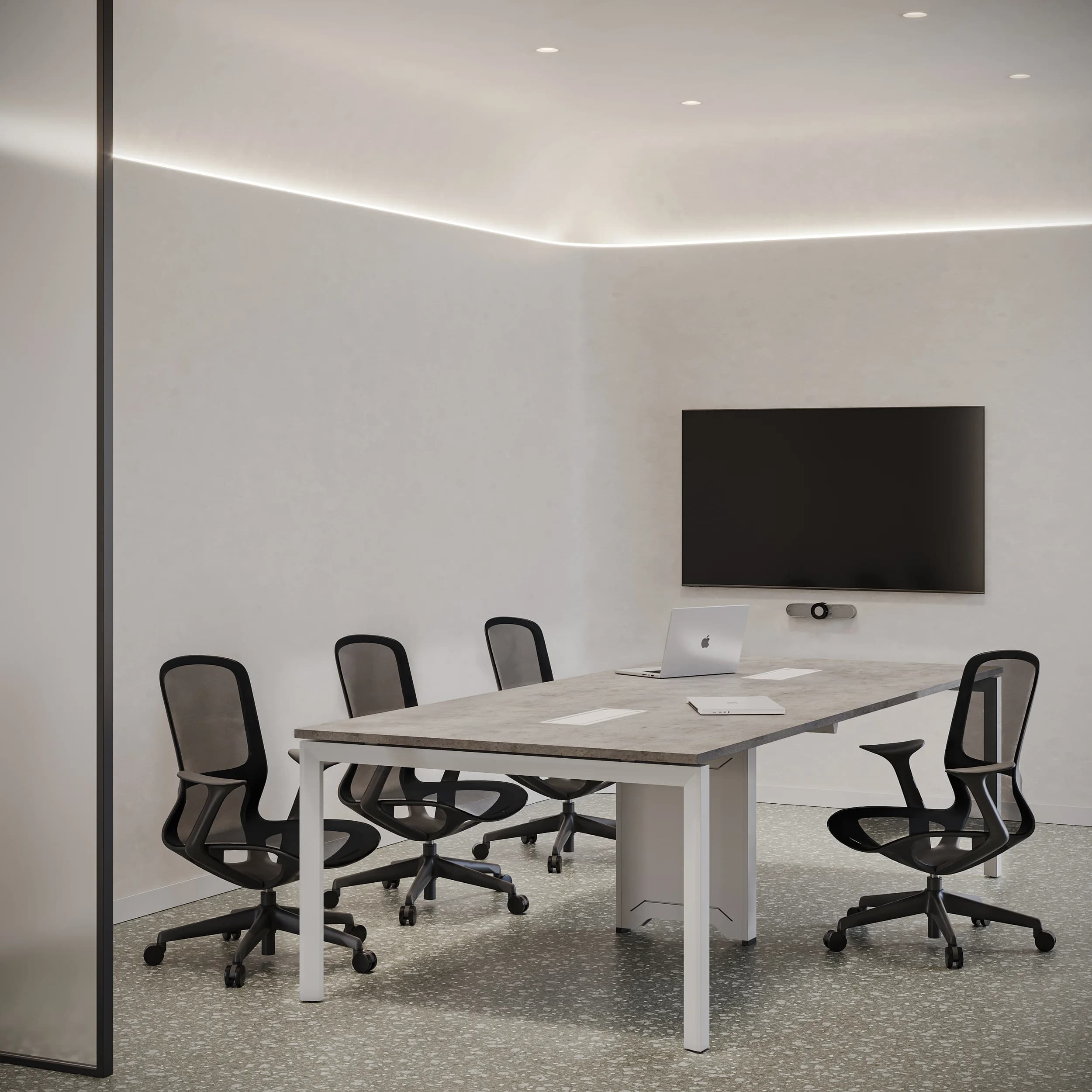 Workhub Meeting table Concrete Top White Frame Lifestyle