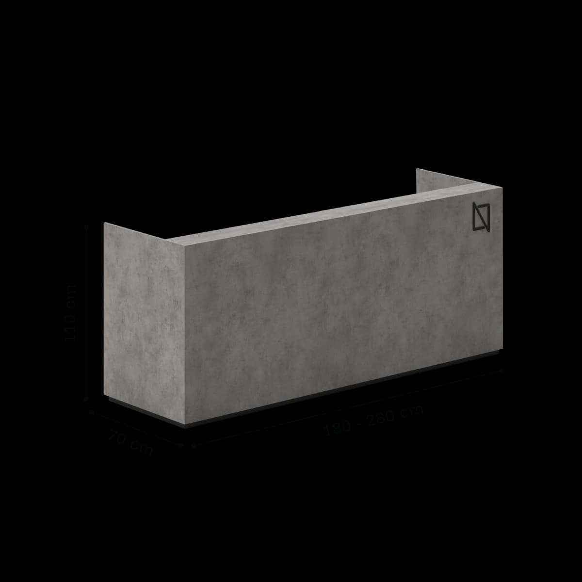 Navo® Reception Desk Concrete Series Grey Top Light Concrete Black Dimension