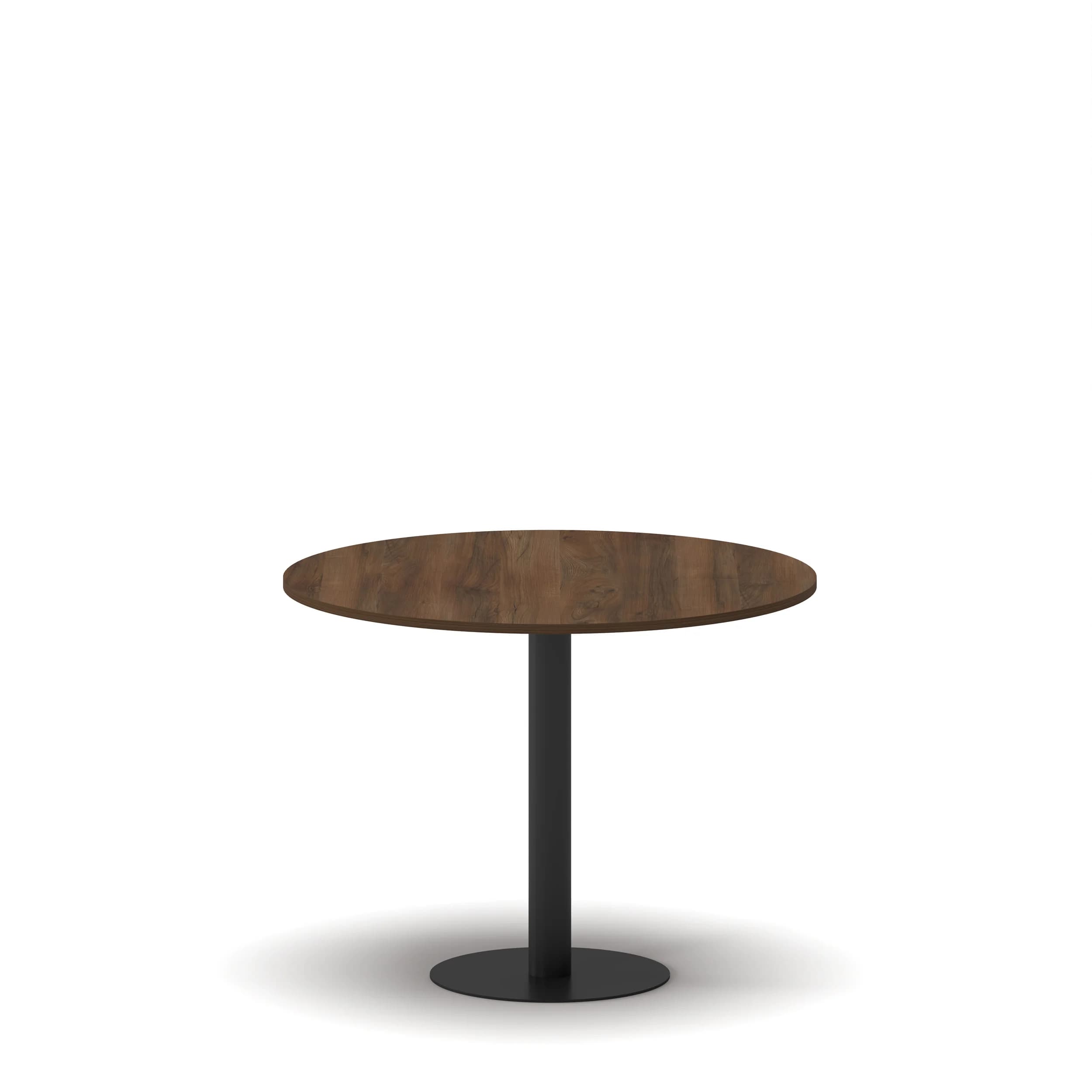 Round Meeting table Walnut Top Black Leg