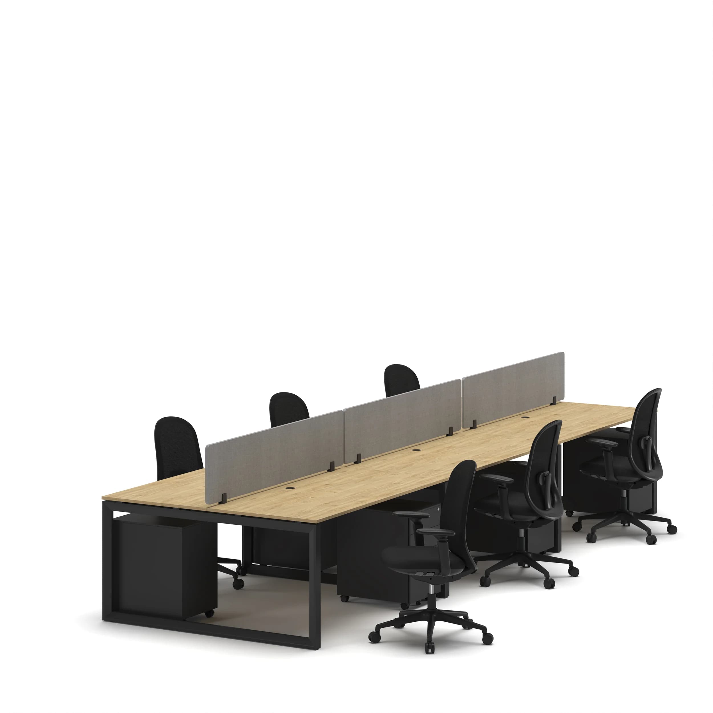 Workhub 6 Cluster Workstation Oak Top Black Leg 1