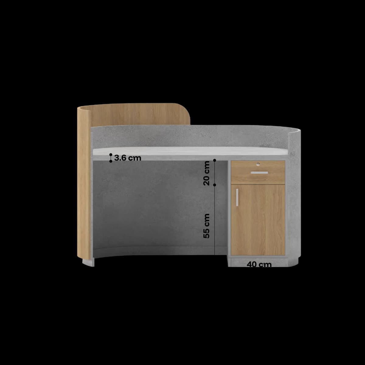 Navo® COVE Reception Desk Dimension