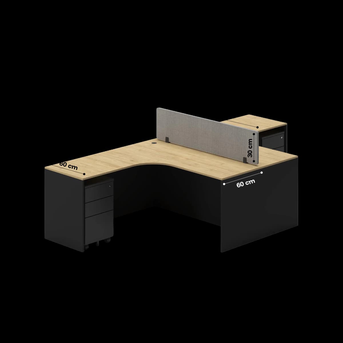 Navo® Slate Angle Office Workstation Desk Duo 2 Person Dimension